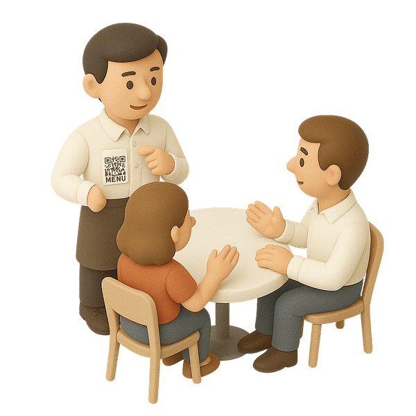 Áo đồng phục nhân viên. Đội ngũ của bạn thành điểm truy cập thực đơn di động.
