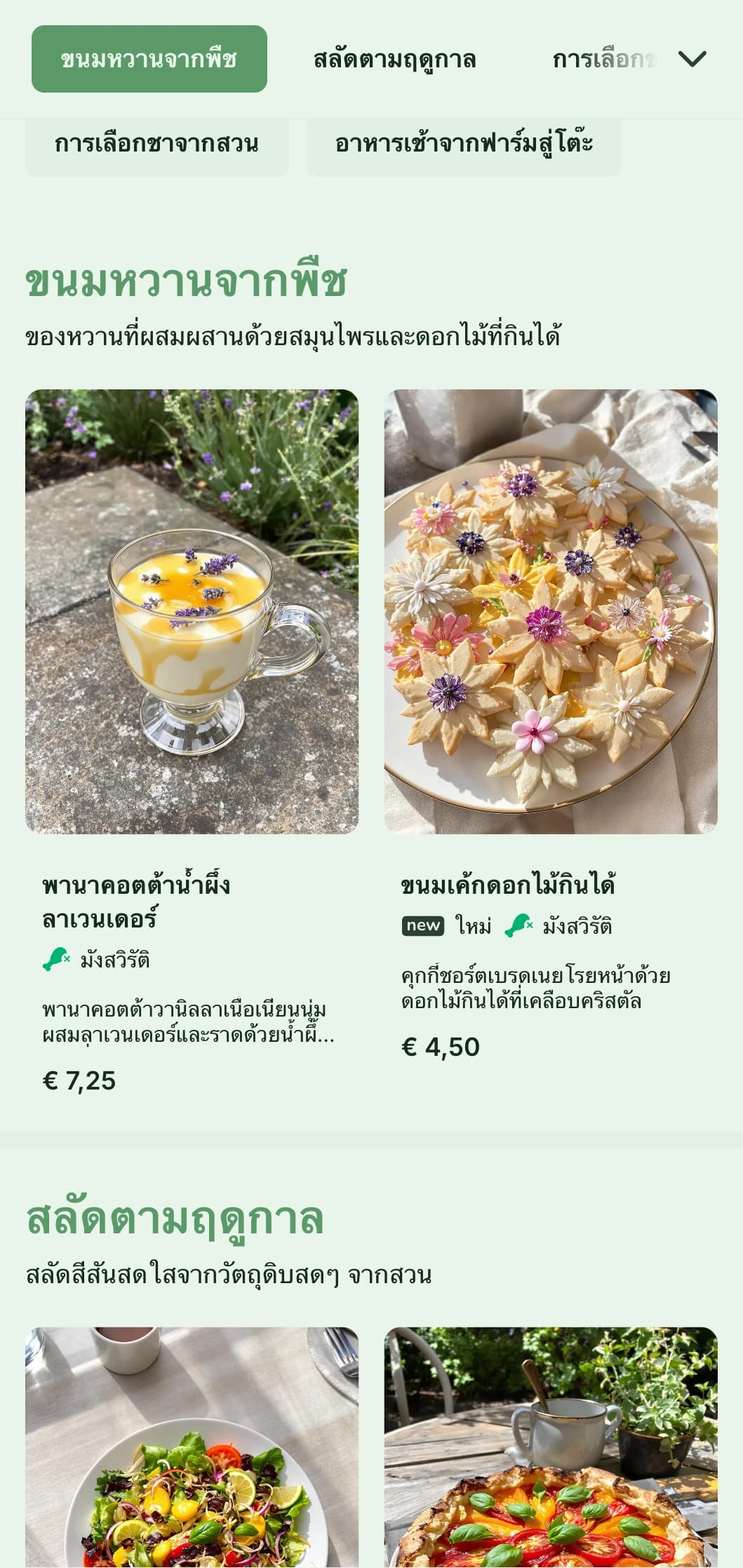 การออกแบบสีเขียวสดใสพร้อมองค์ประกอบทางพฤกษศาสตร์สำหรับคาเฟ่สวนและร้านอาหารออร์แกนิก