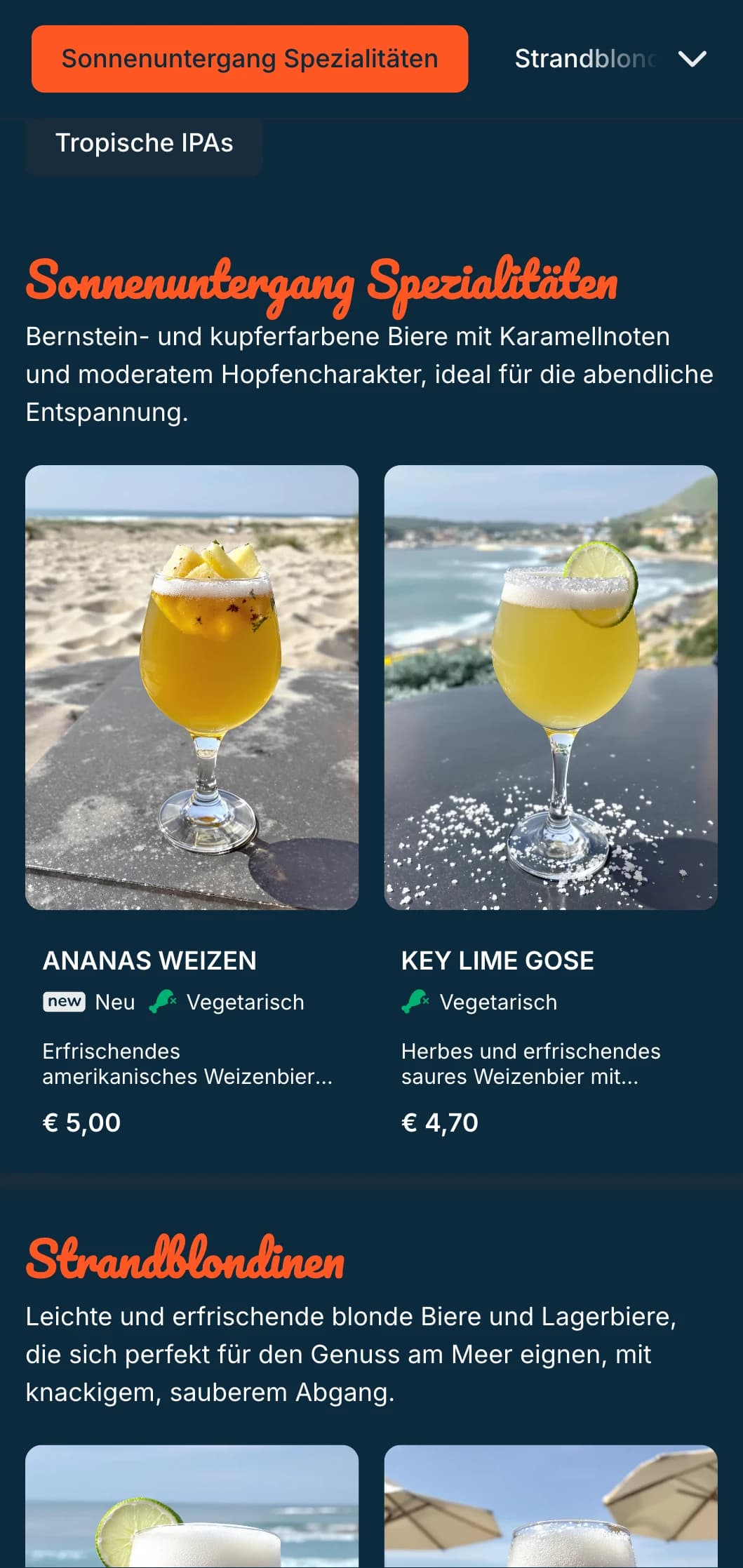 Leichtes und erfrischendes Design für Bars am Meer und Brauereien an der Küste, mit blauen Farbtönen und luftiger Ästhetik.
