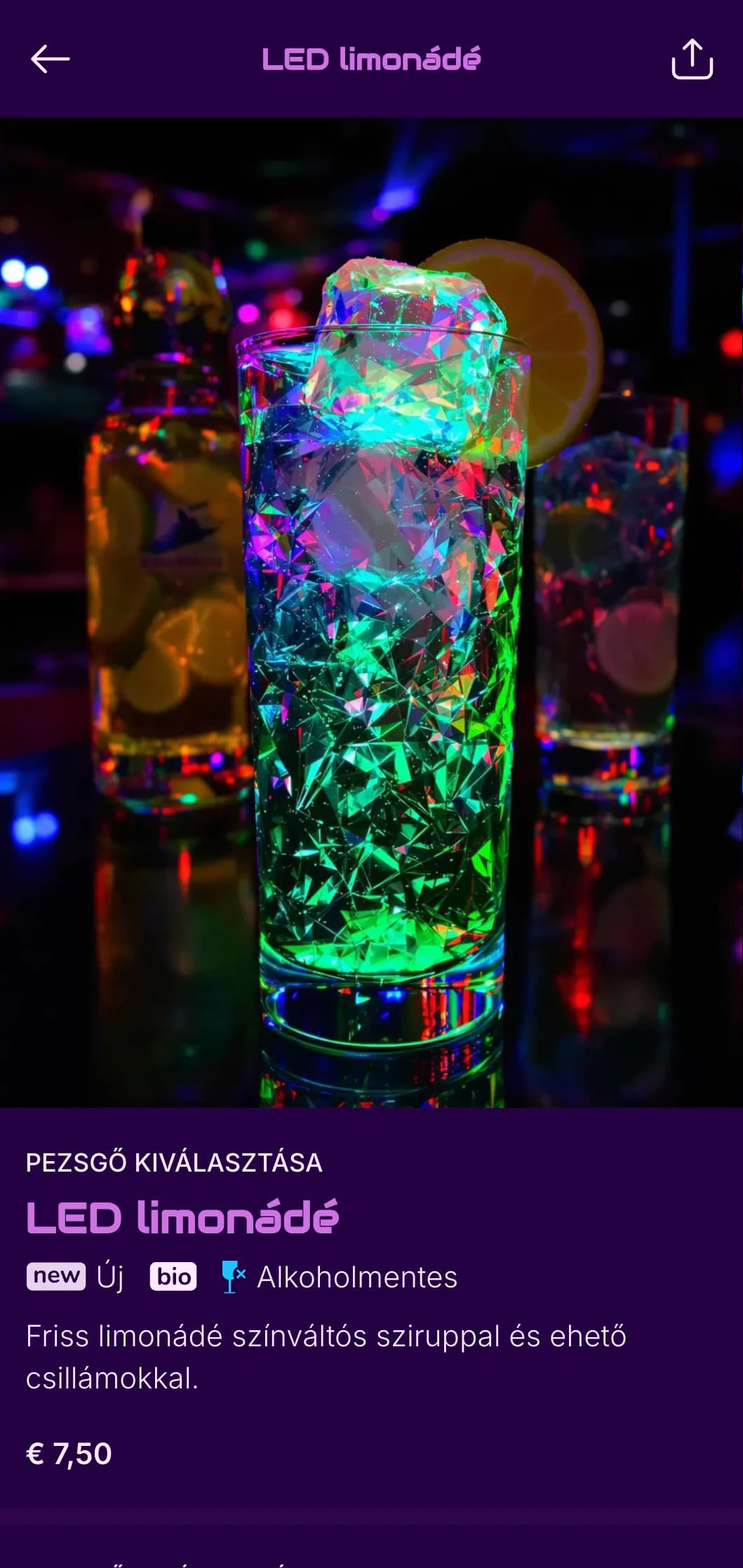 Merész lila neon ihlette design nagy energiájú éjszakai klubok és táncbárok számára.