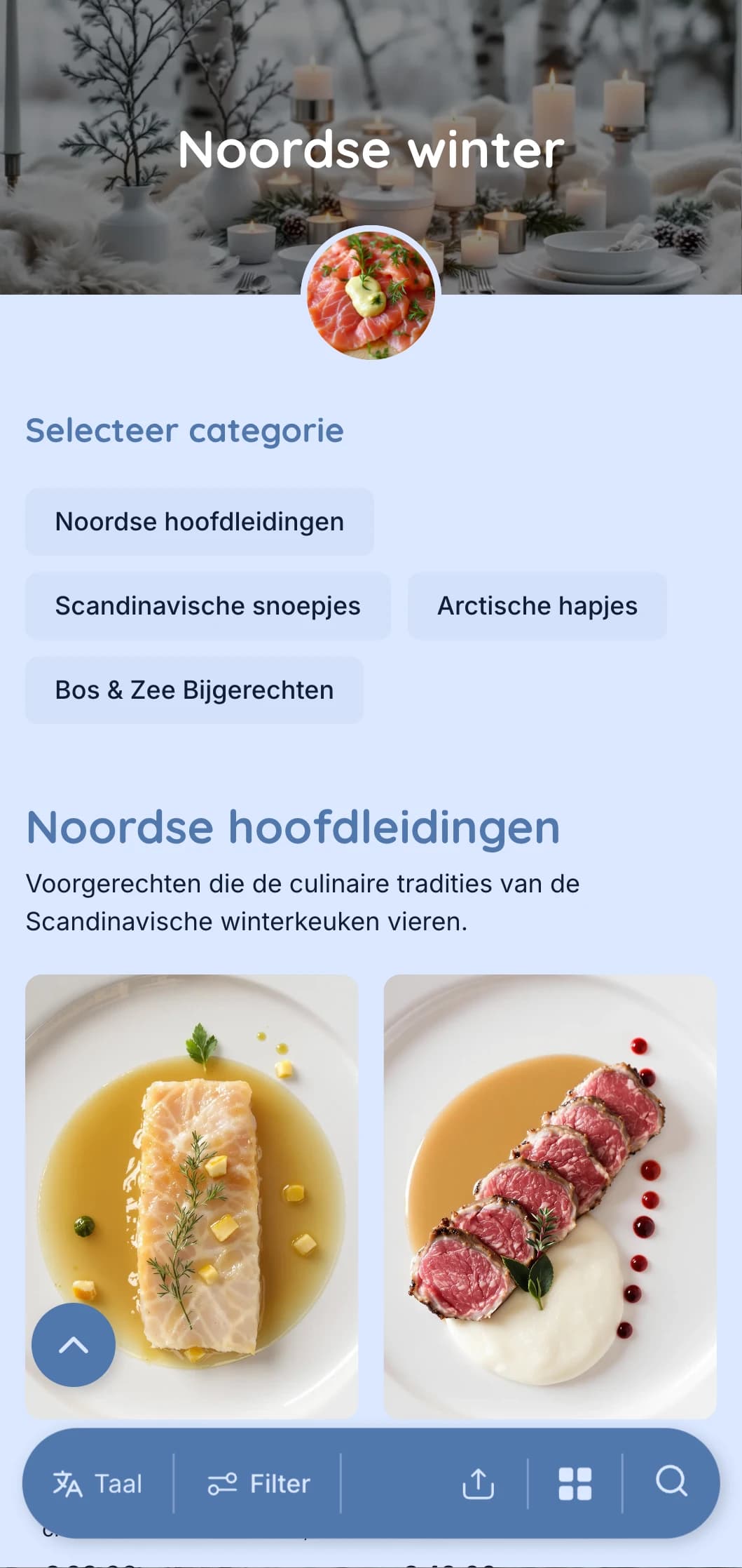 Strakke, minimalistische, Scandinavisch geïnspireerde catering met geconserveerde elementen, pure smaken en op de natuur geïnspireerde presentatie voor elegante bijeenkomsten.