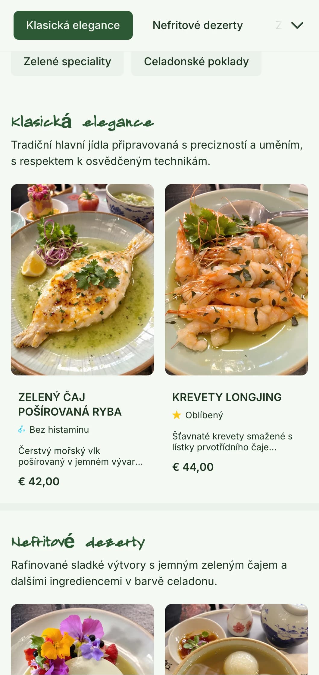 Rafinovaný design čínského menu inspirovaný keramikou celadon s elegantními vzory pro sofistikované stolování.