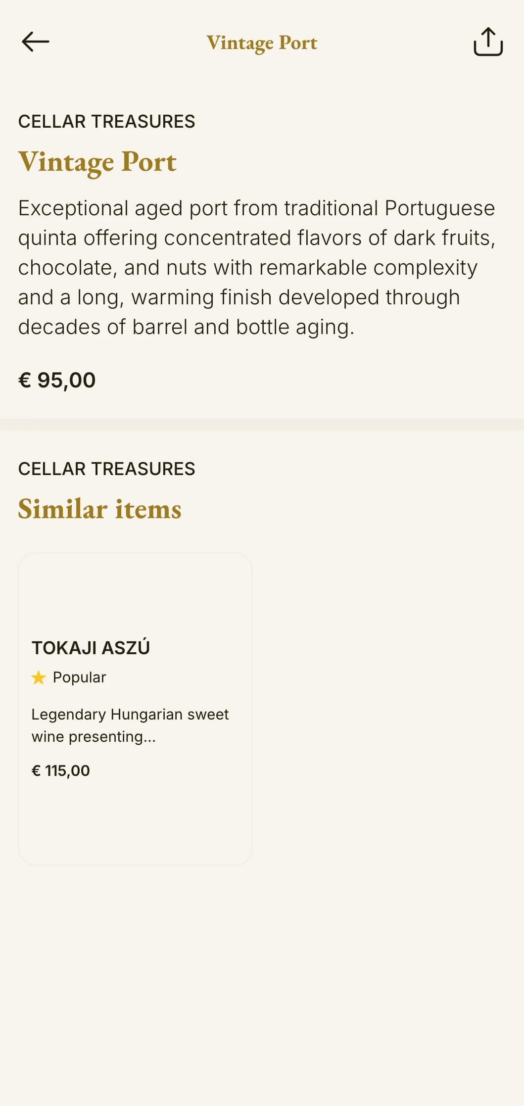 Warmly traditional wine list template with amber accents and heritage elements, perfect for established wineries and classic restaurants.