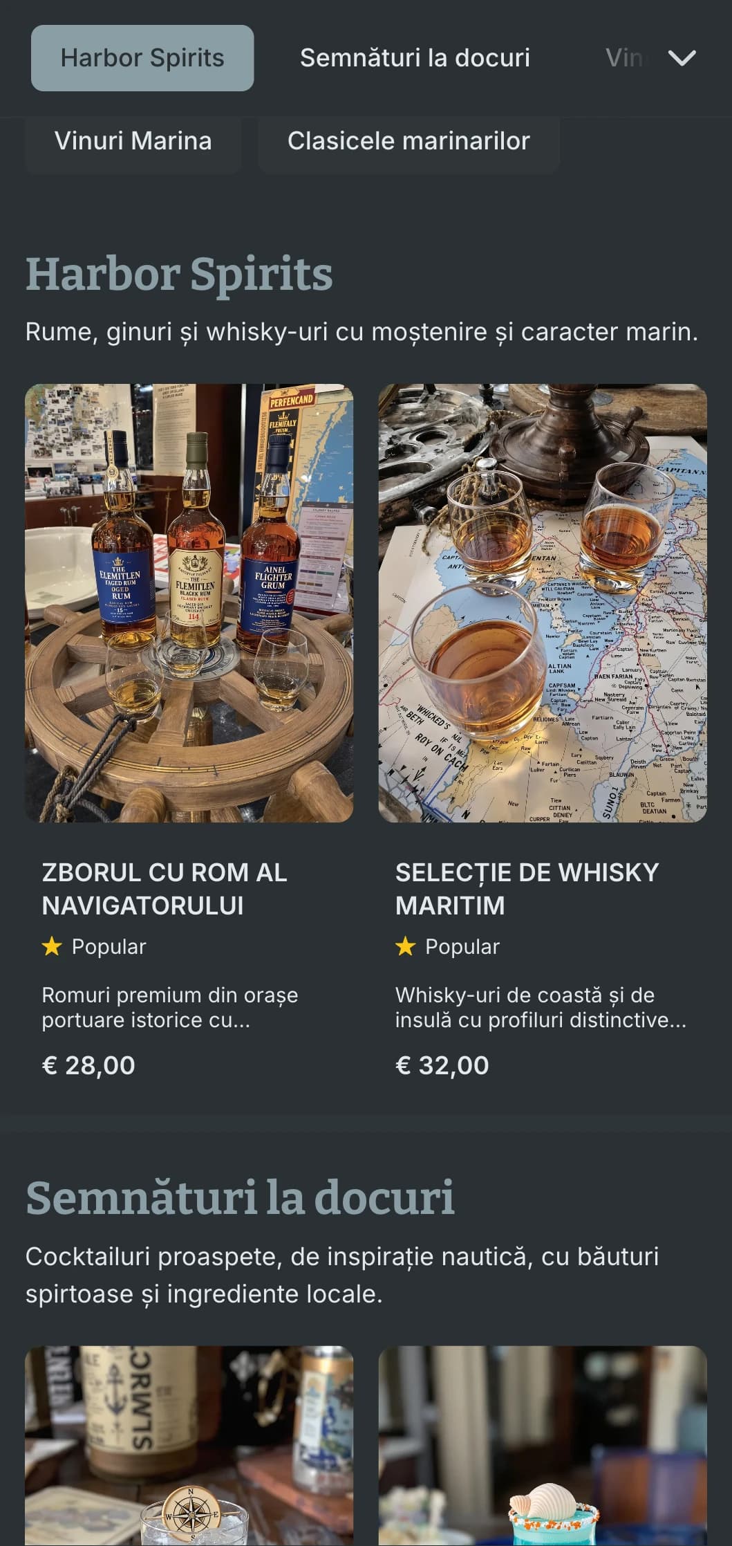 Design gri-albastru cu texturi de lemn pentru localuri de pe docuri.
