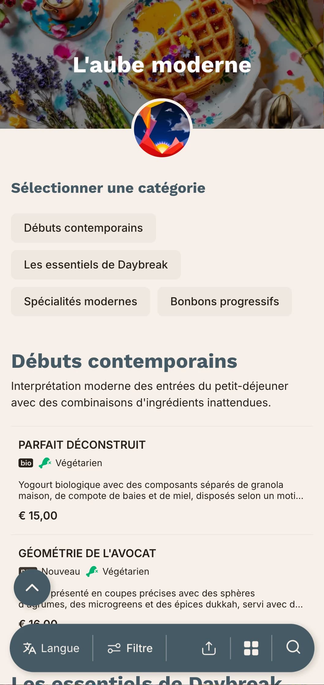 Des offres matinales contemporaines avec des techniques innovantes et des combinaisons de saveurs inattendues pour les lève-tôt aventureux.