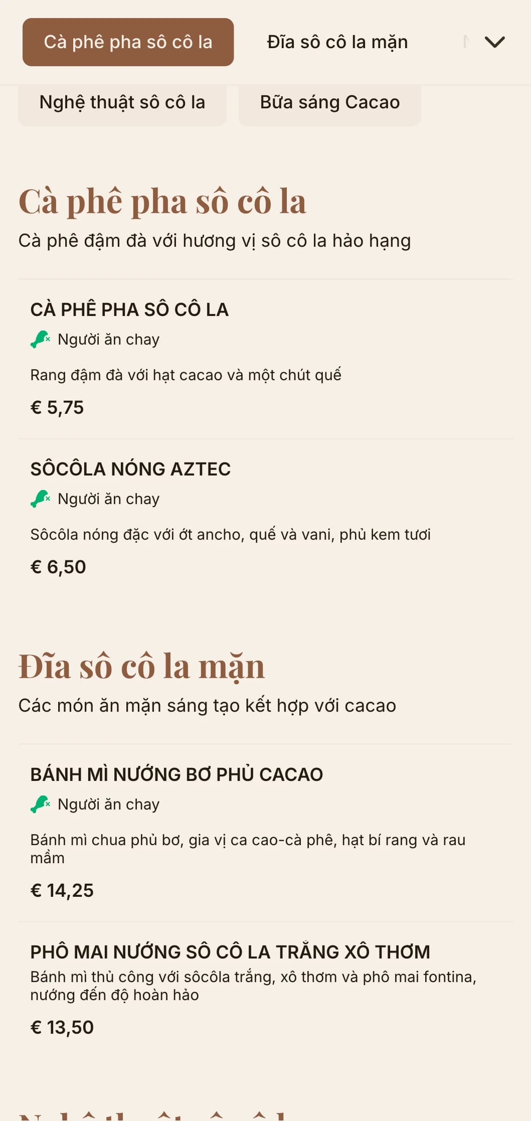 Thiết kế màu nâu sẫm với kết cấu phong phú dành cho các quán cà phê sô cô la và cửa hàng tráng miệng.