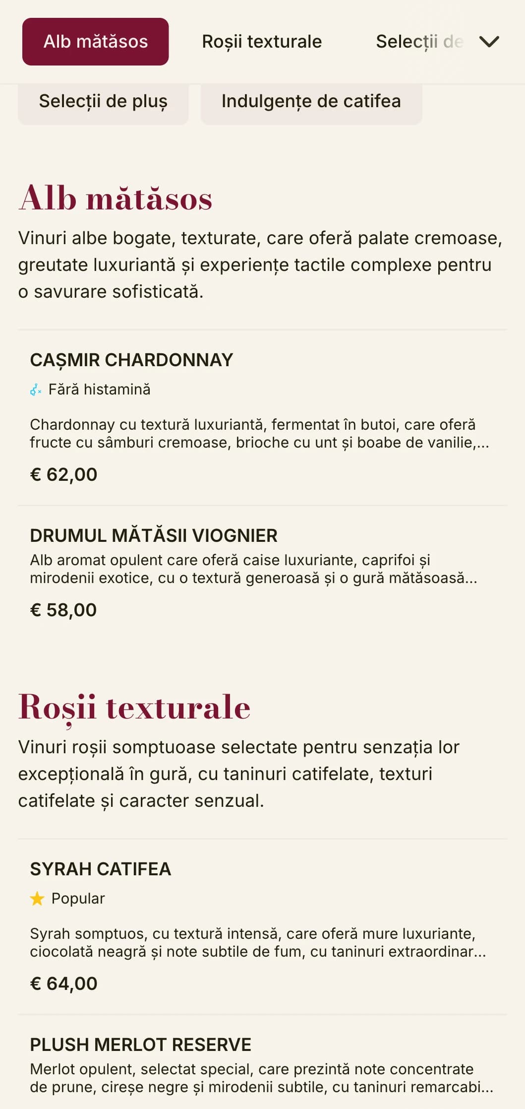 Șablon pentru lista de vinuri cu textură bogată, cu accente de catifea roșie intensă și elemente luxoase, ideal pentru crame de lux și localuri de luat masa intime.