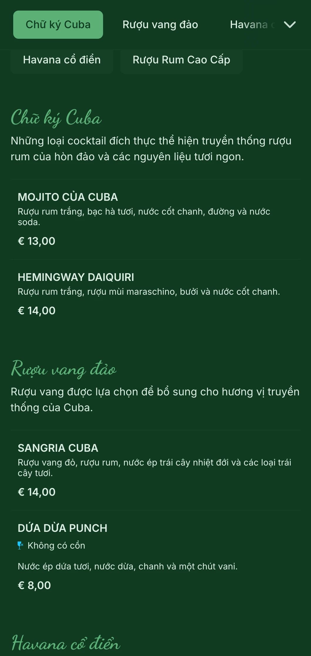 Thiết kế màu xanh nhiệt đới với các yếu tố cổ điển cho quầy rượu rum lấy cảm hứng từ Cuba.
