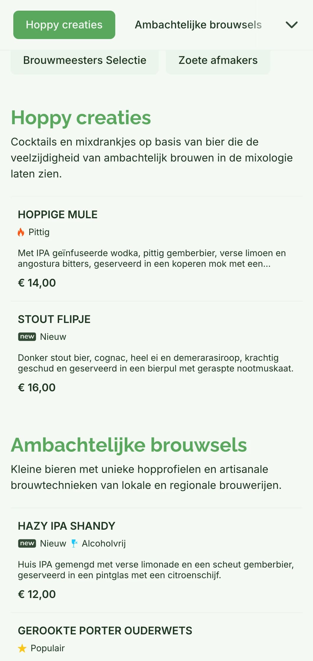 Een rustiek maar verfijnd menuontwerp voor ambachtelijke bierbars en brouwerijen, met natuurlijke tinten en op hout geïnspireerde texturen.