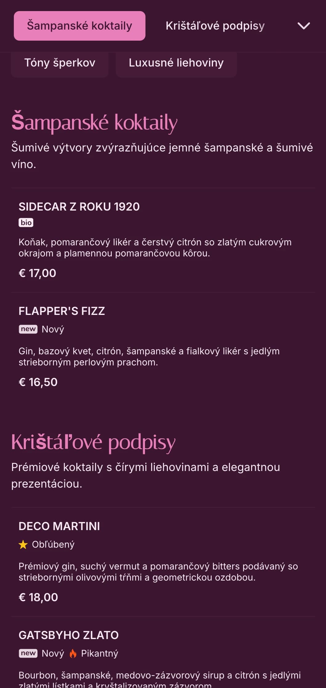Sofistikovaný dizajn inšpirovaný ružovou a krištáľovou farbou pre luxusné koktailové destinácie.