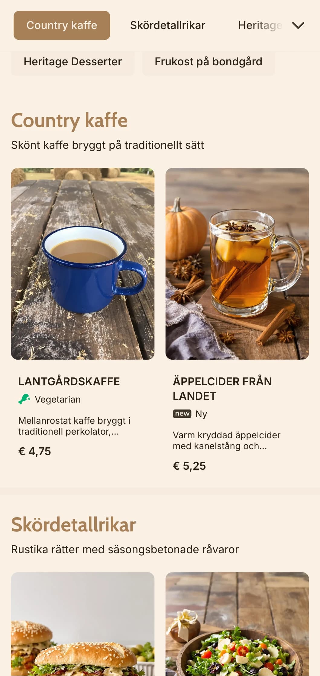 Jordnära design med rustika träelement för frukostställen på landet och gårdscaféer.