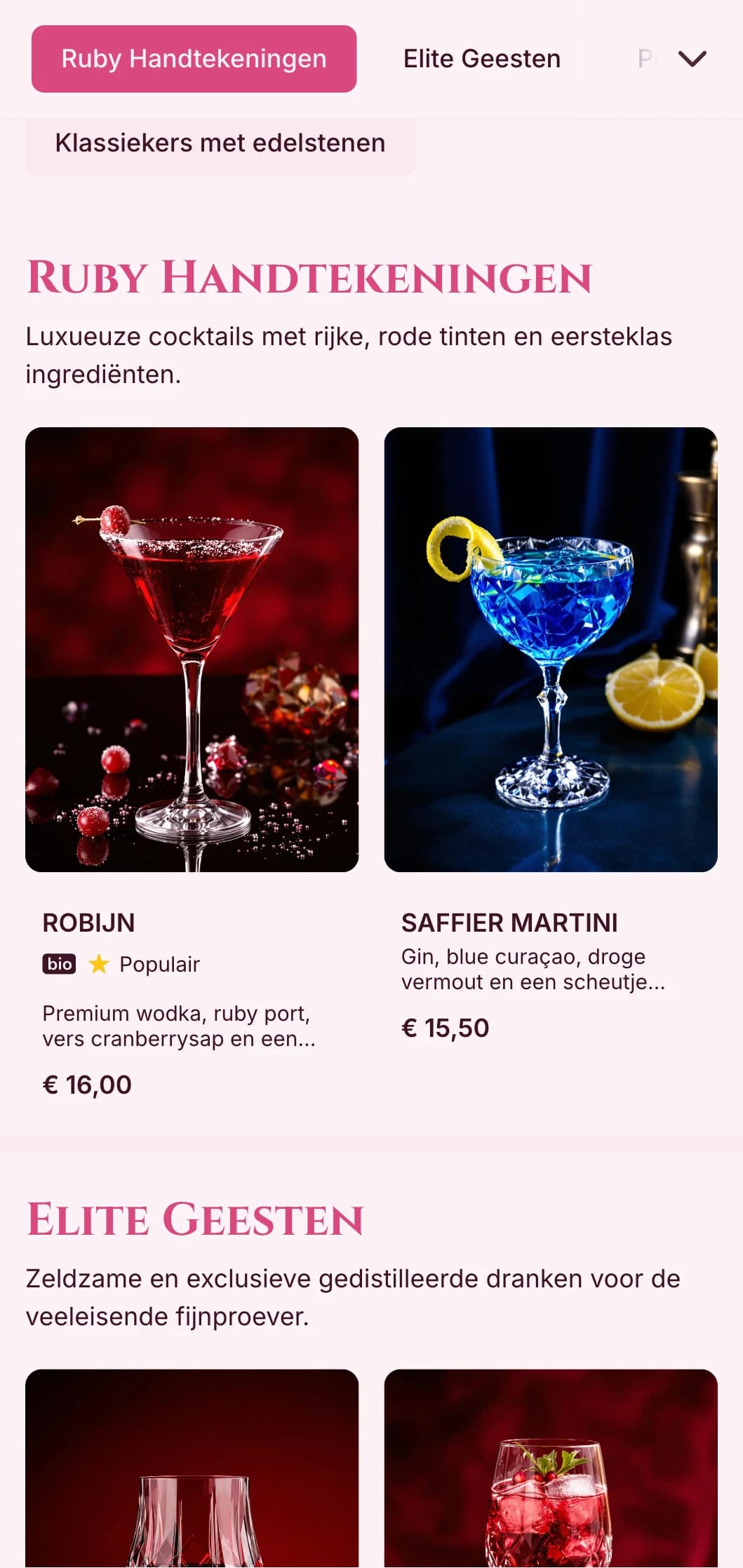 Rijk rood ontwerp met op edelstenen geïnspireerde elementen voor chique wijn- en cocktailbars.