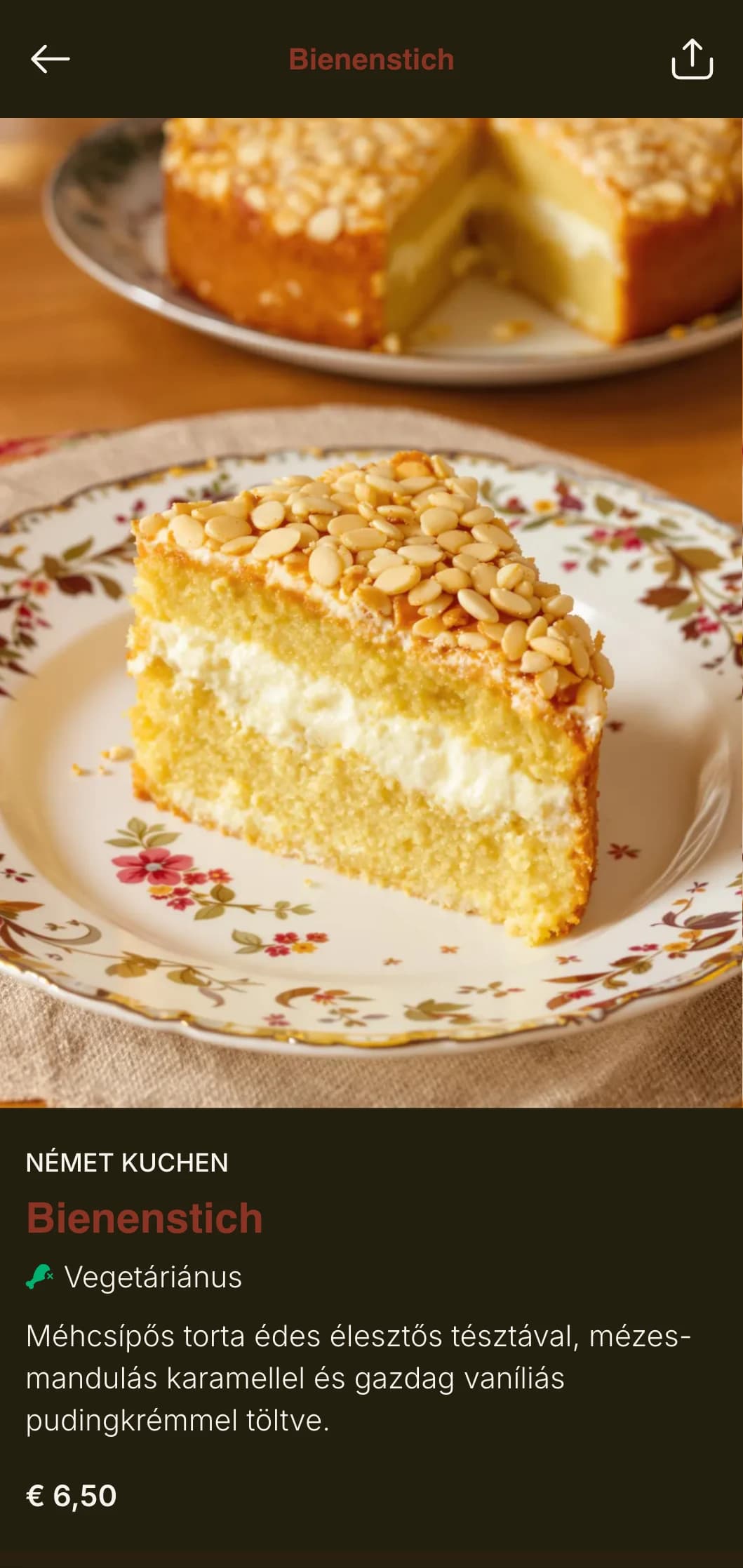 Hagyományos, német ihletésű pékségi menüterv gazdag barna tónusokkal és hagyományos tipográfiával, ideális autentikus német pékségek és perecboltok számára.