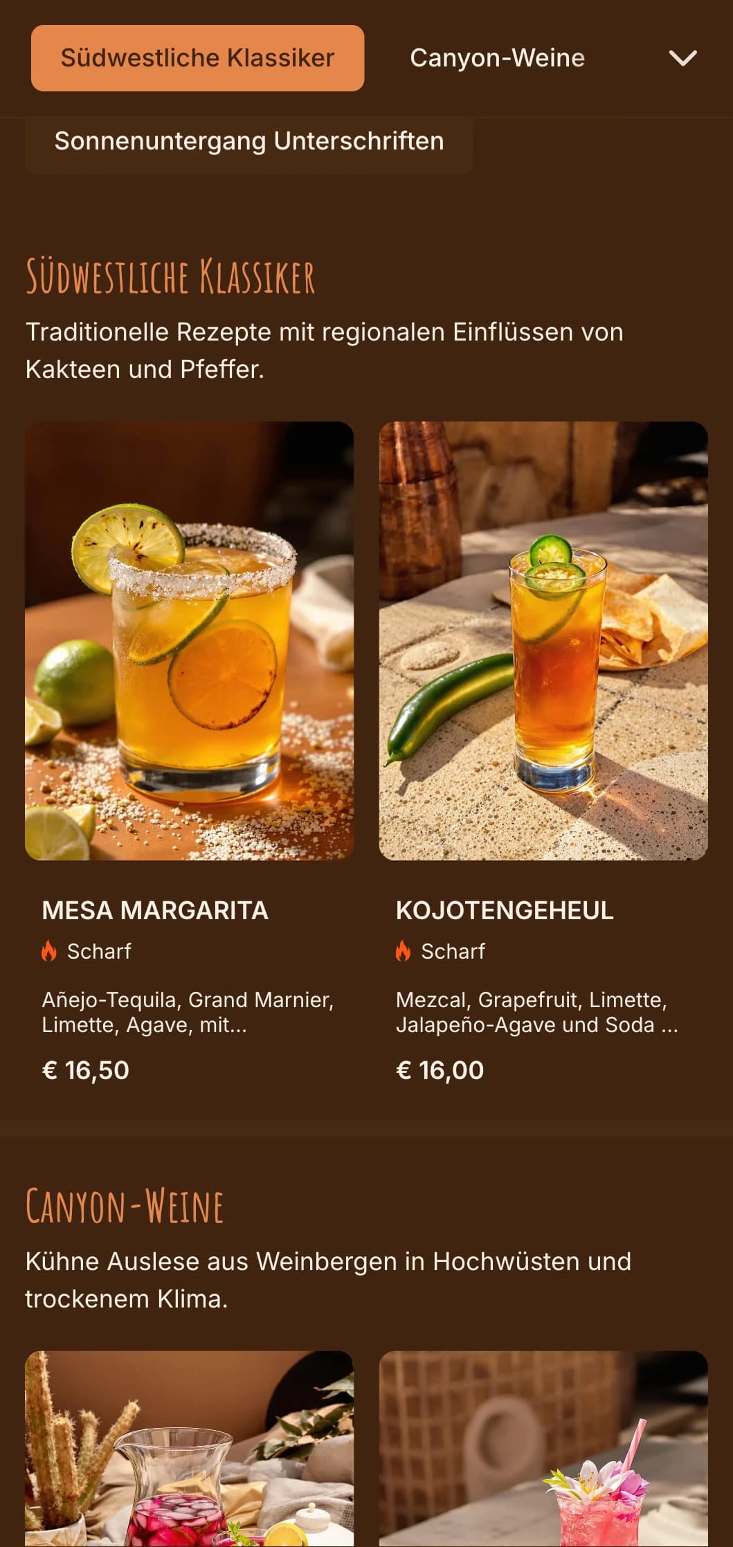Leuchtendes Design in Orange und Gold, inspiriert von Sonnenuntergängen in der Wüste für Bars im Südwesten.
