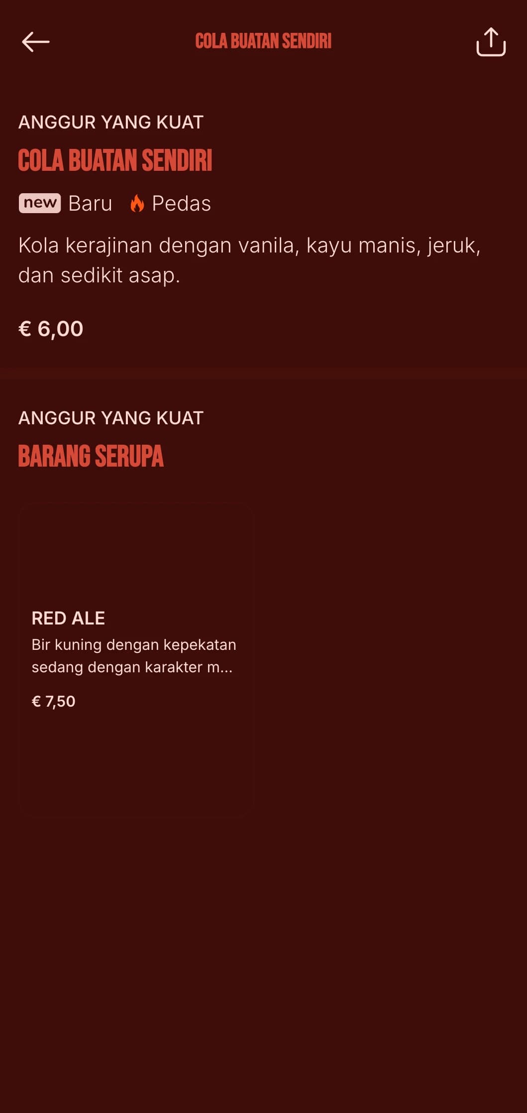 Desain merah yang berani dengan elemen api untuk restoran barbekyu dengan bir dan wiski.