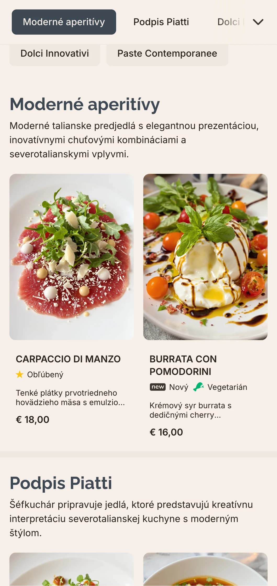 Súčasný dizajn s elegantnou typografiou a minimalistickými prvkami odráža severotaliansku sofistikovanosť a mestskú eleganciu.