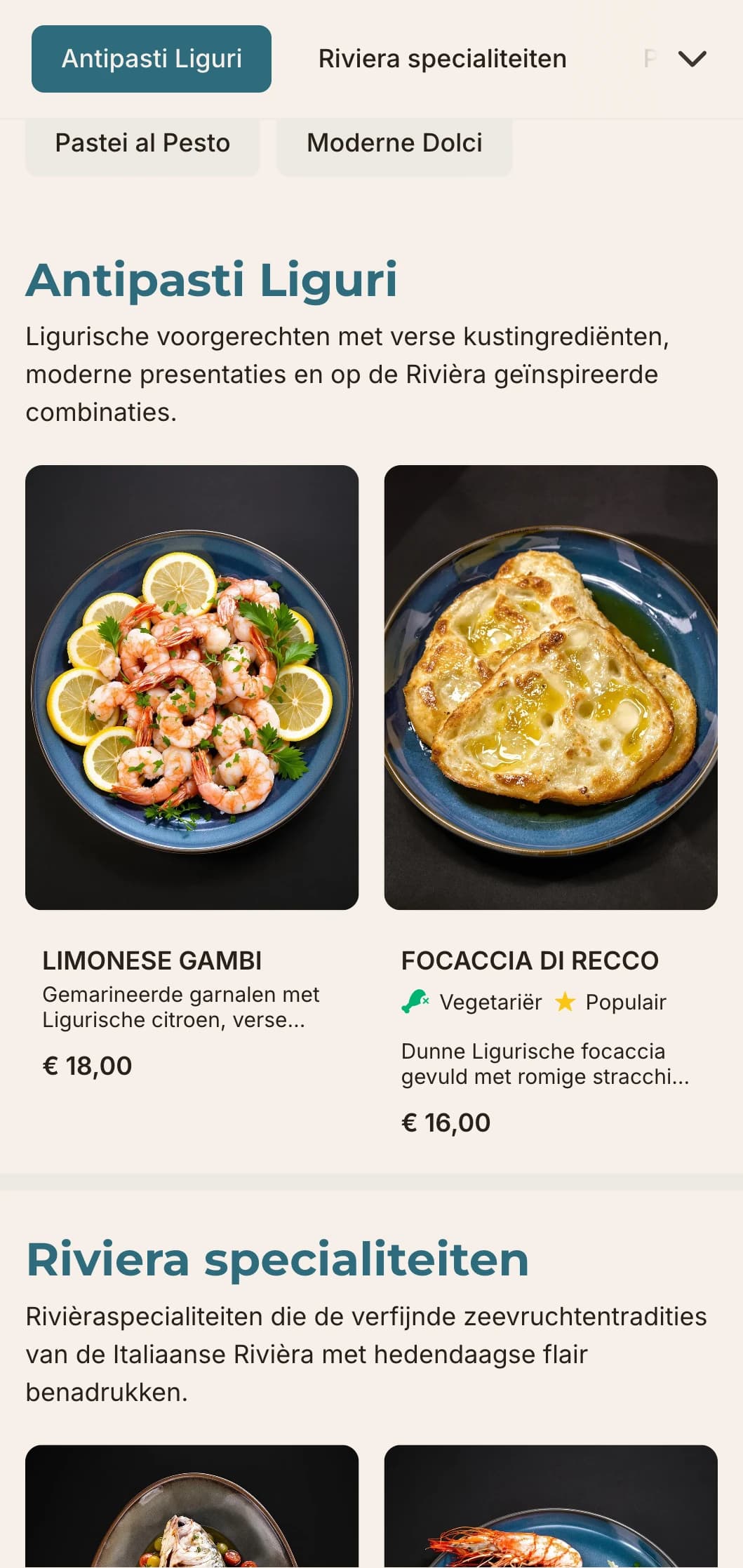 Eigentijds kustontwerp geïnspireerd door de stijlvolle Italiaanse Rivièra en haar verfijnde visgerechten.