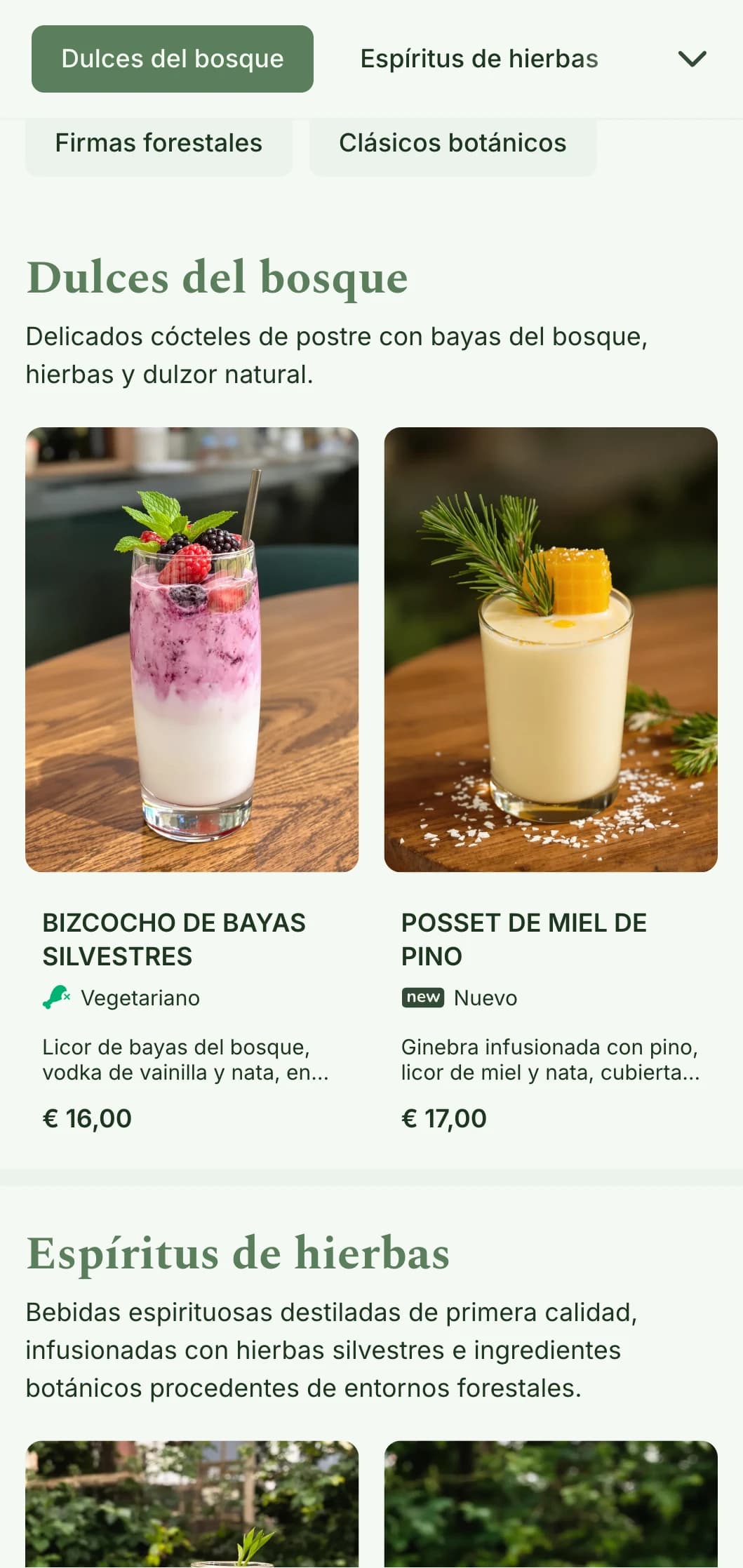 Un diseño inspirado en el bosque para bares especializados en ingredientes forestales y cócteles con hierbas.