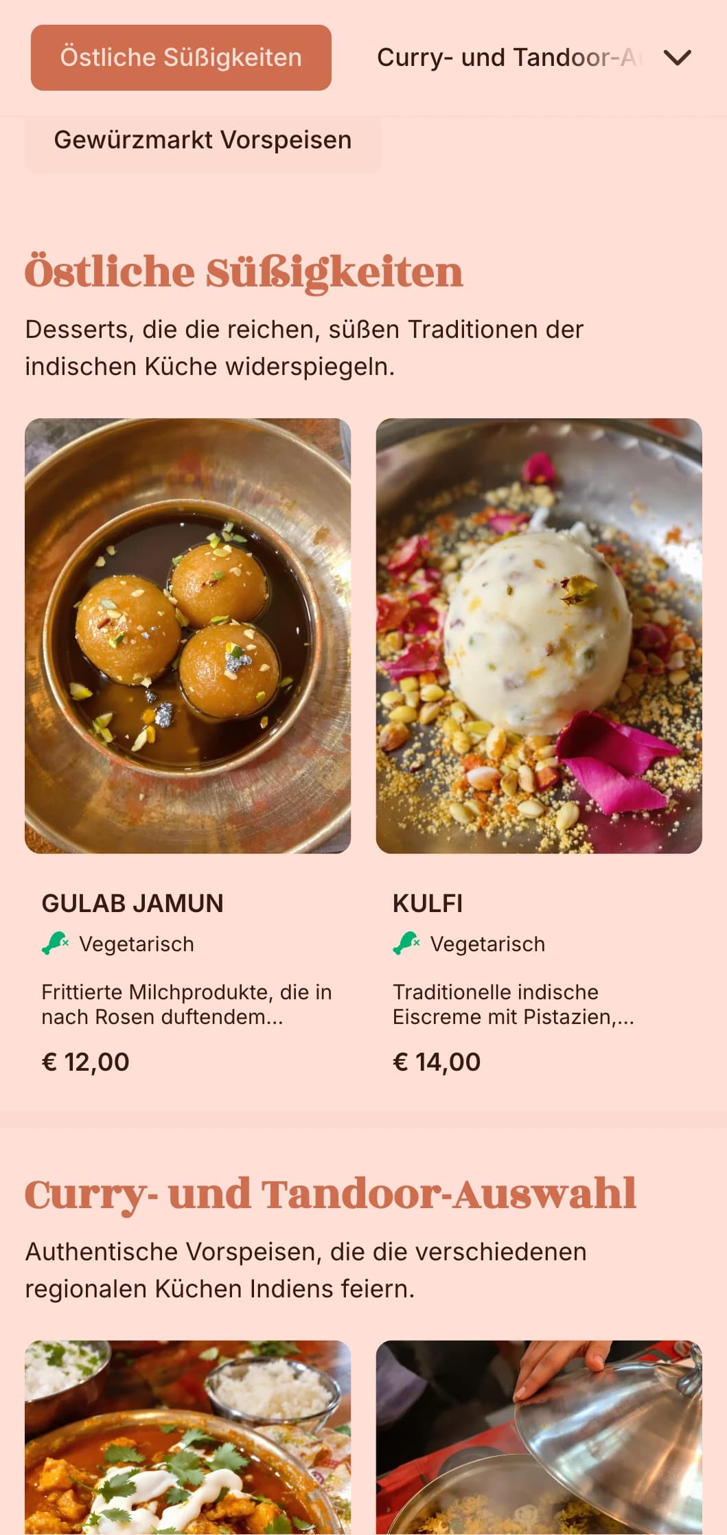 Lebendiges, indisch inspiriertes Catering mit aromatischen Gewürzen, traditionellen Rezepten und farbenfrohen Präsentationen für kulturelle Feste und thematische Veranstaltungen.