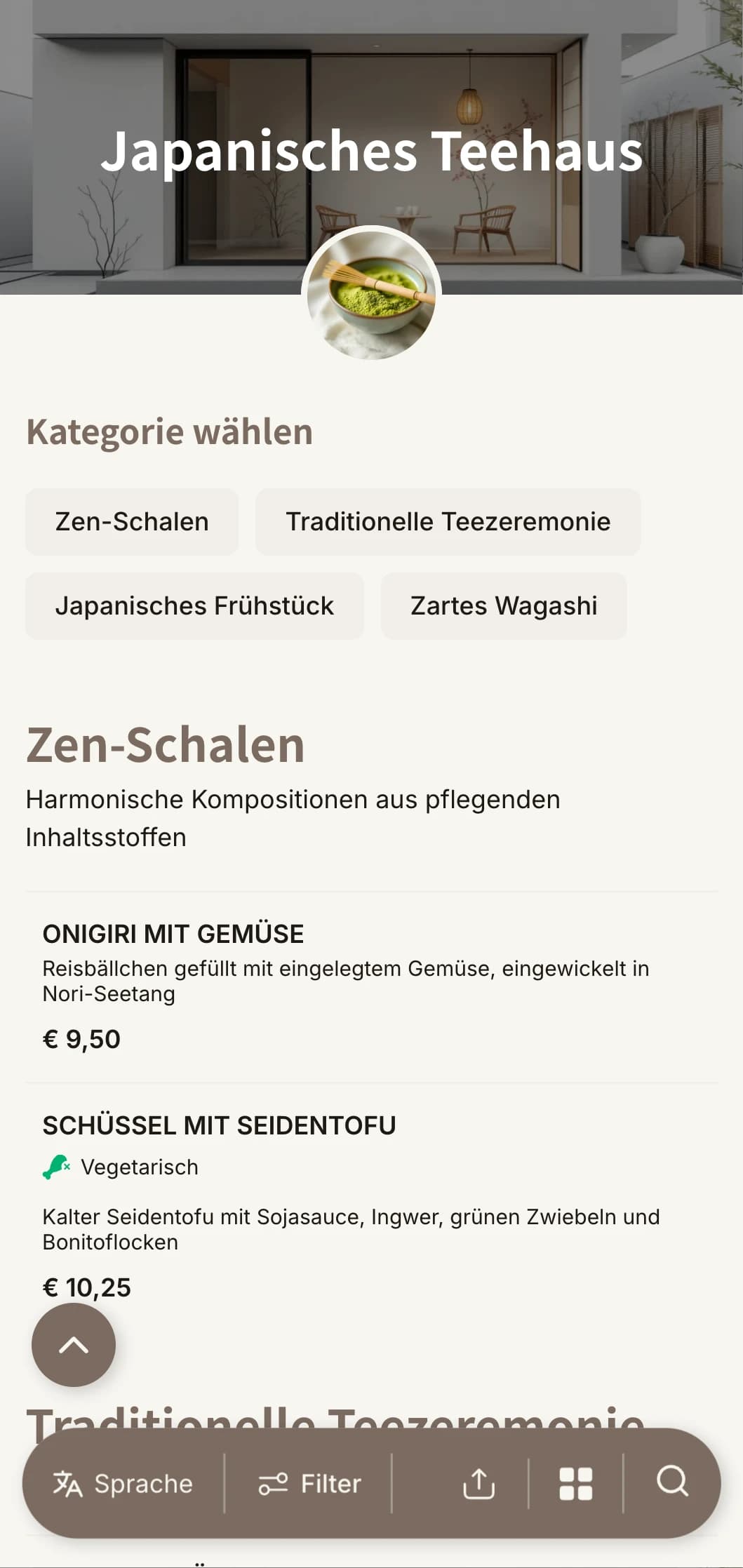 Minimalistisches, von der japanischen Ästhetik inspiriertes Design für Teehäuser und Zen-Cafés.