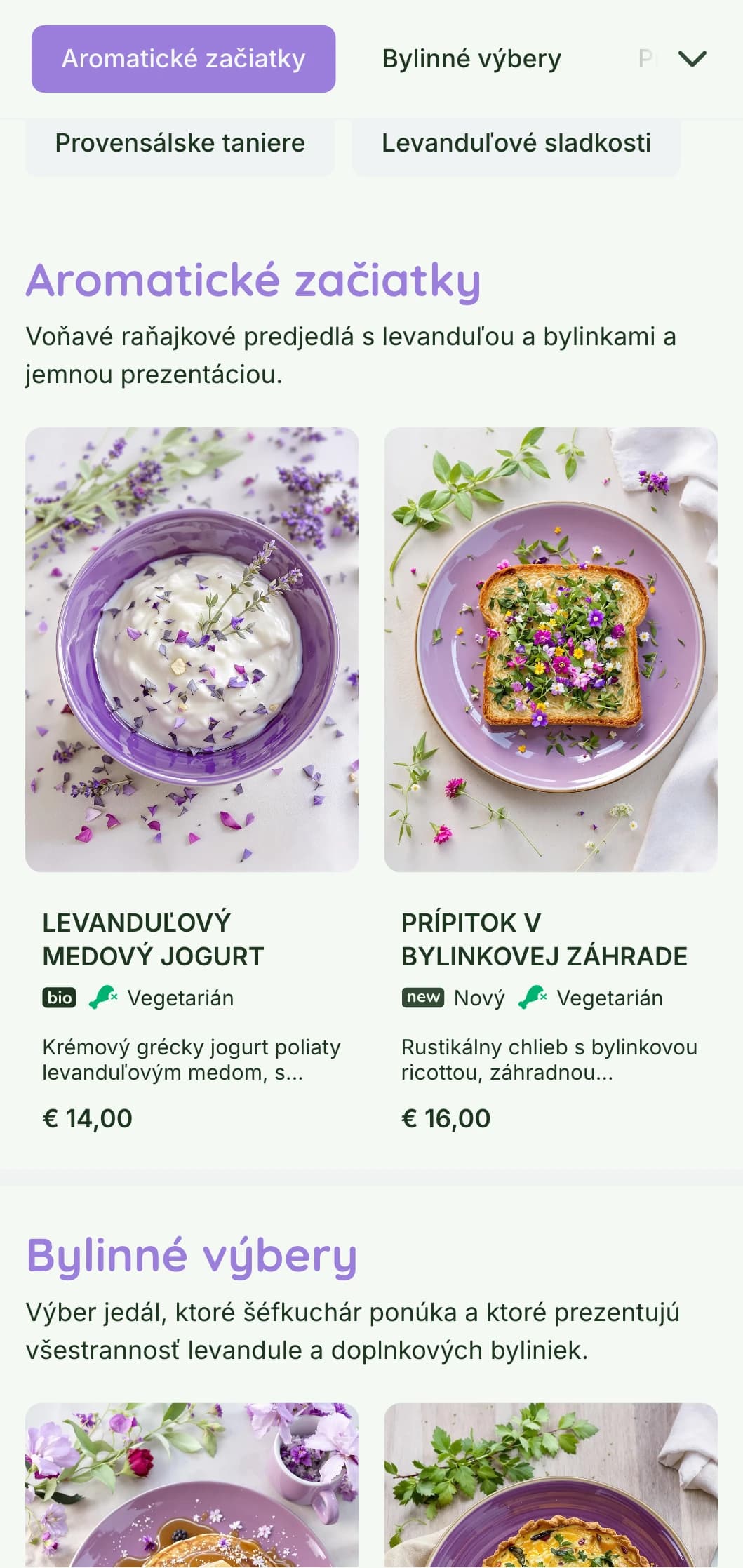 Voňavá, fialová šablóna na brunch inšpirovaná Provensálskom, vhodná do kaviarní a záhrad s bylinkovou tematikou.