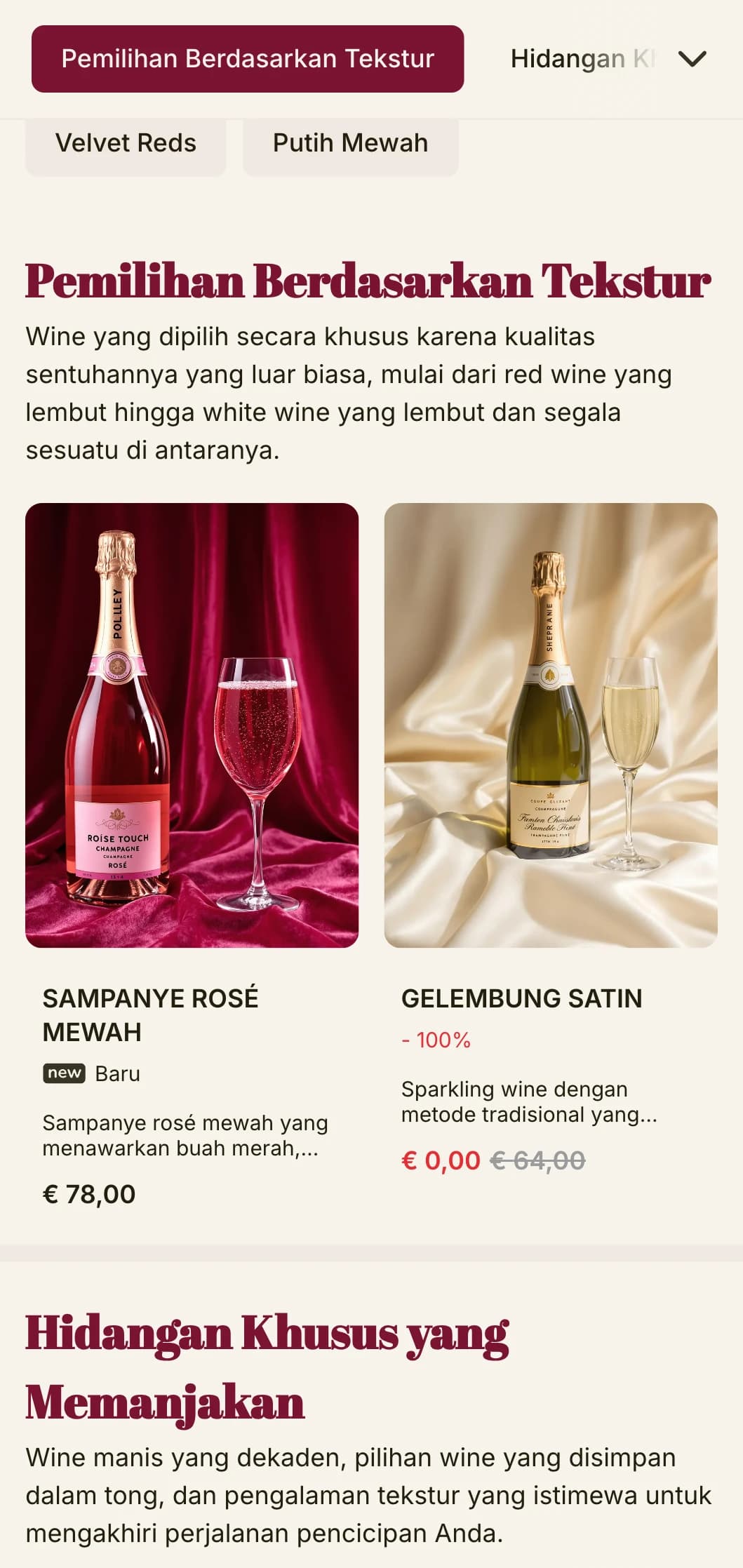Templat daftar anggur yang sangat mewah dengan aksen merah tua dan tipografi yang canggih, ideal untuk lounge anggur kelas atas dan tempat hiburan malam.