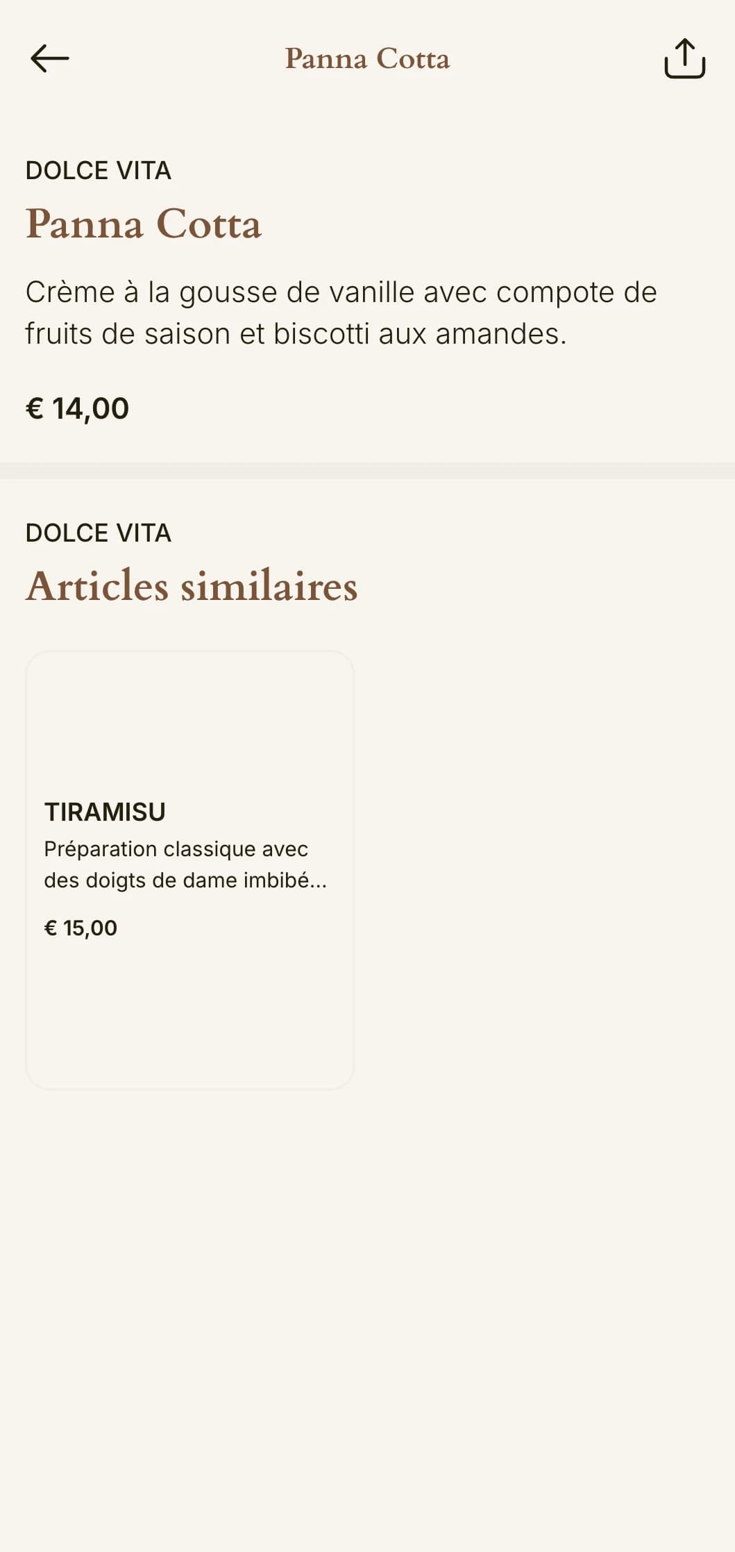 Un menu chaleureux et accueillant inspiré de l'esthétique toscane, avec des tons de terre cuite et des éléments italiens classiques.