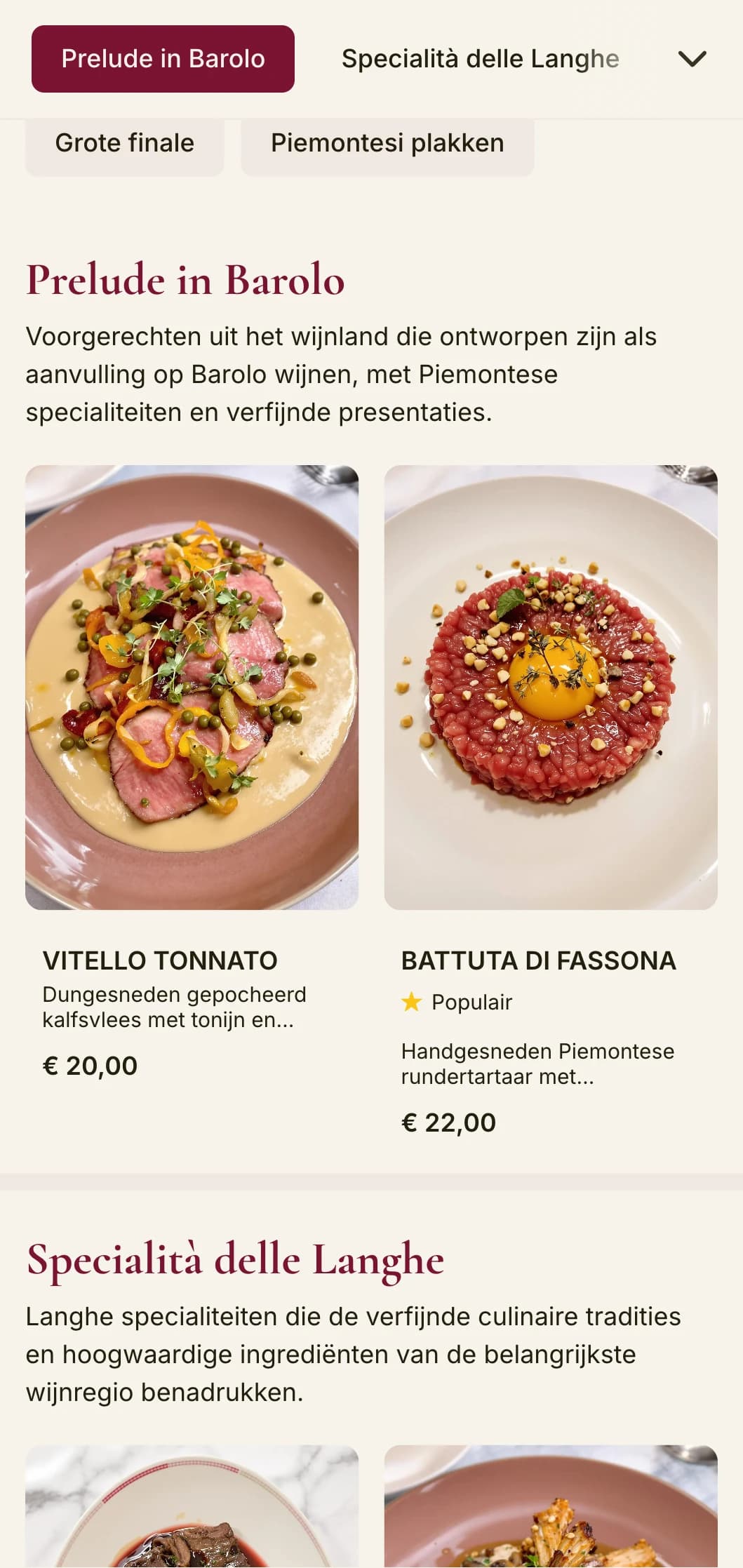 Verfijnd ontwerp met diepe rode wijnen die de beroemde Barolo wijntraditie van Piemonte vieren.