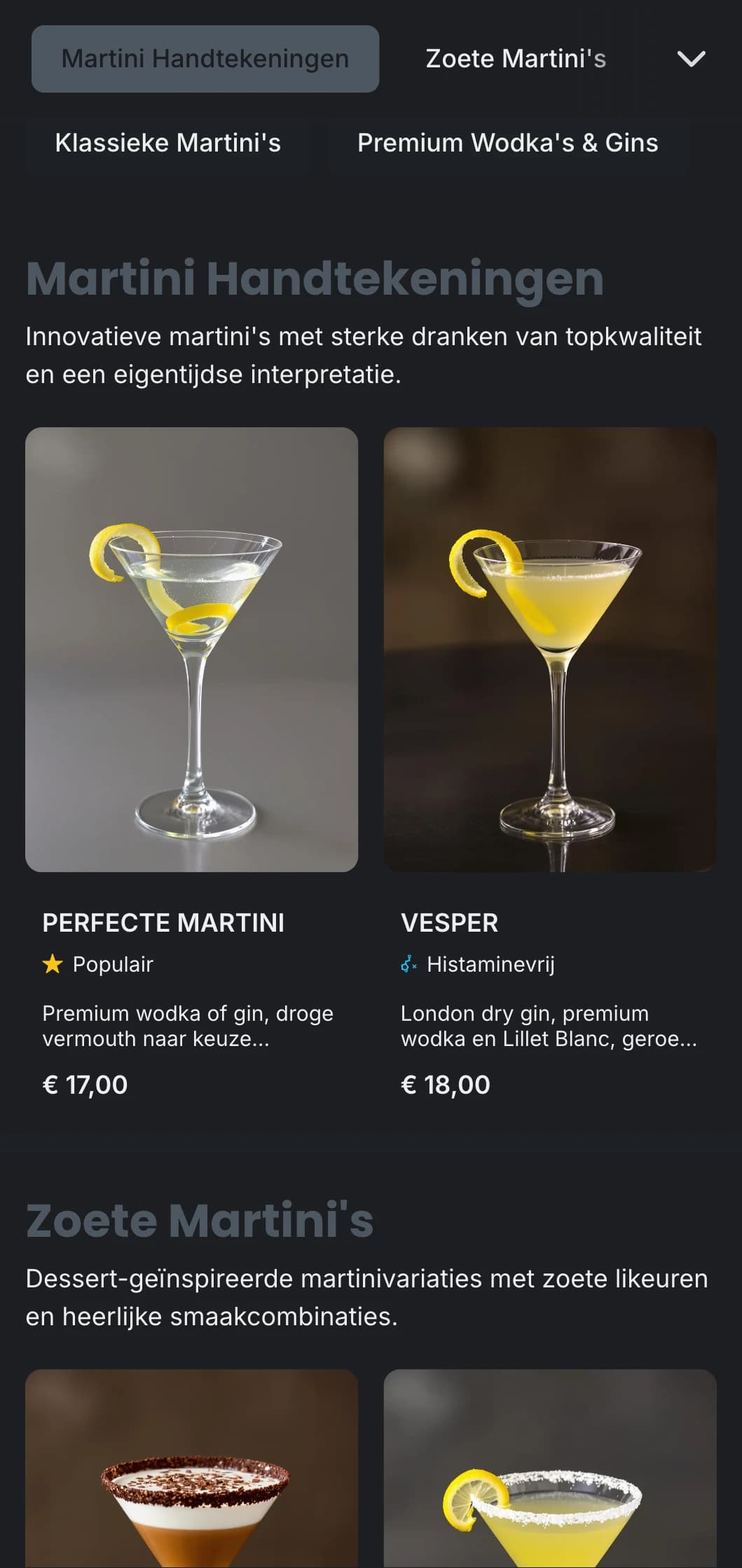Een strak, grootstedelijk ontwerp voor stedelijke martini bars met koele grijstinten en strakke typografie.