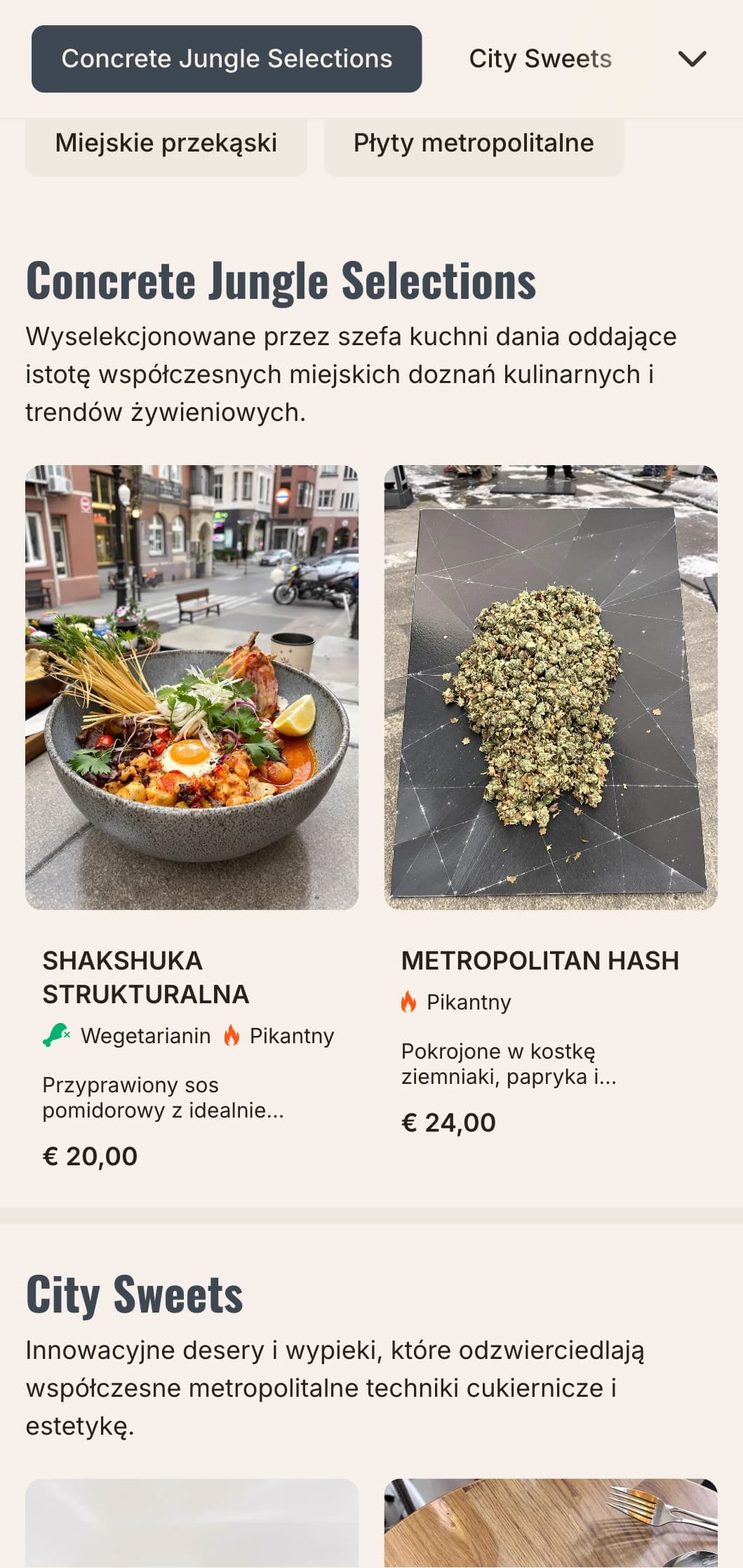 Odważny, miejski szablon brunchowy z wpływami architektonicznymi, idealny do kawiarni w centrum miasta i nowoczesnych restauracji.