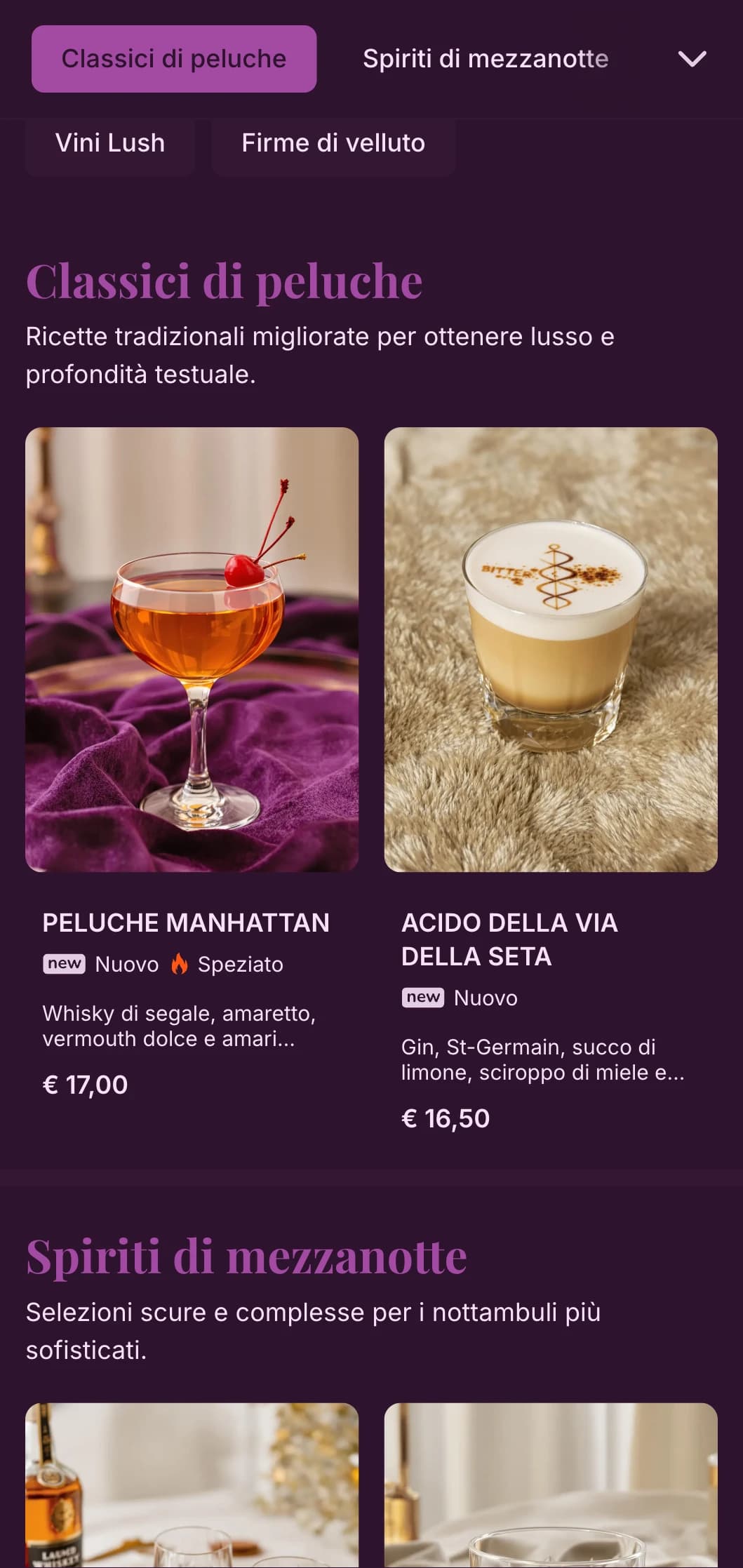 Lussuoso design viola con texture di velluto per locali intimi.