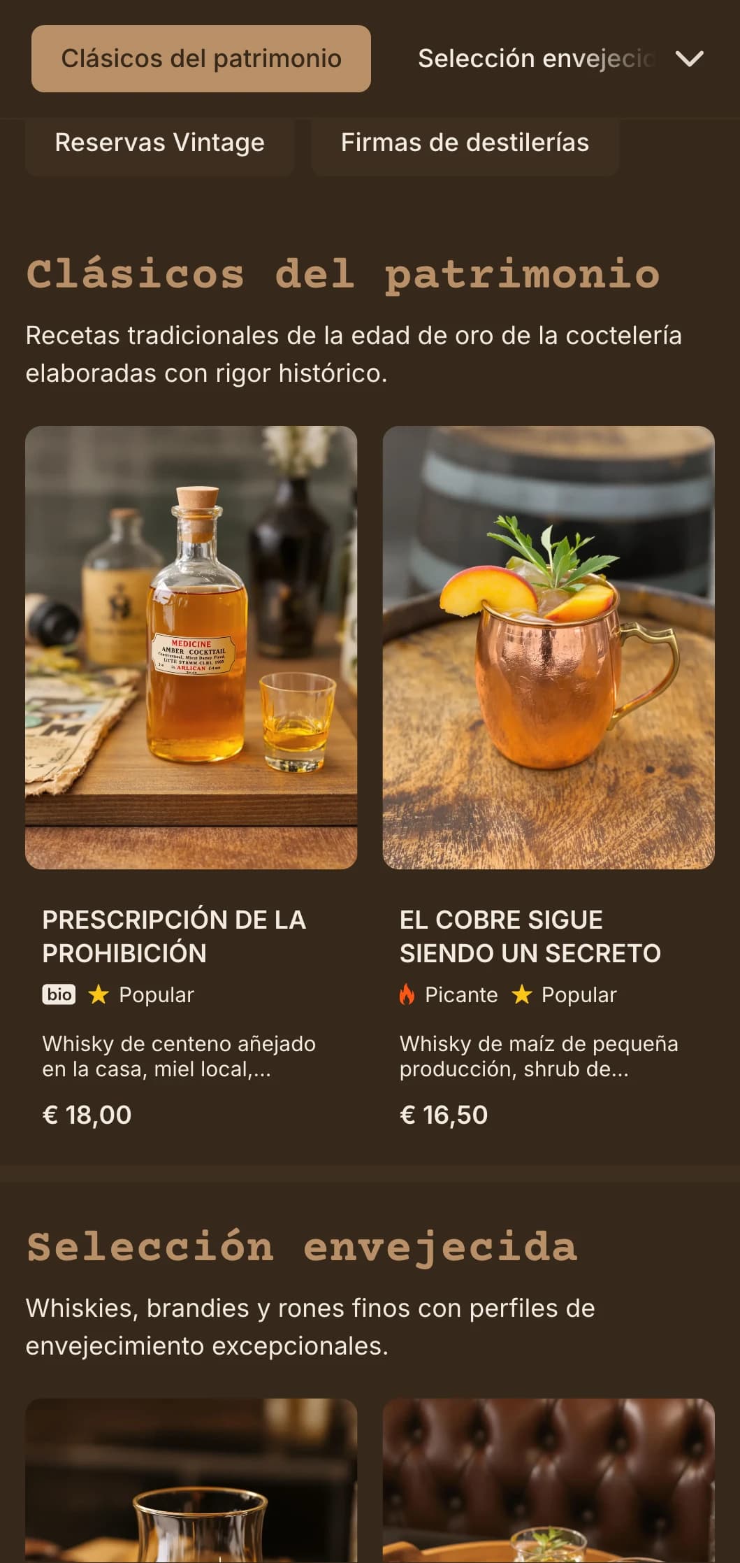 Diseño atemporal en marrón y crema con elementos de destilería vintage para locales de bebidas espirituosas artesanales.