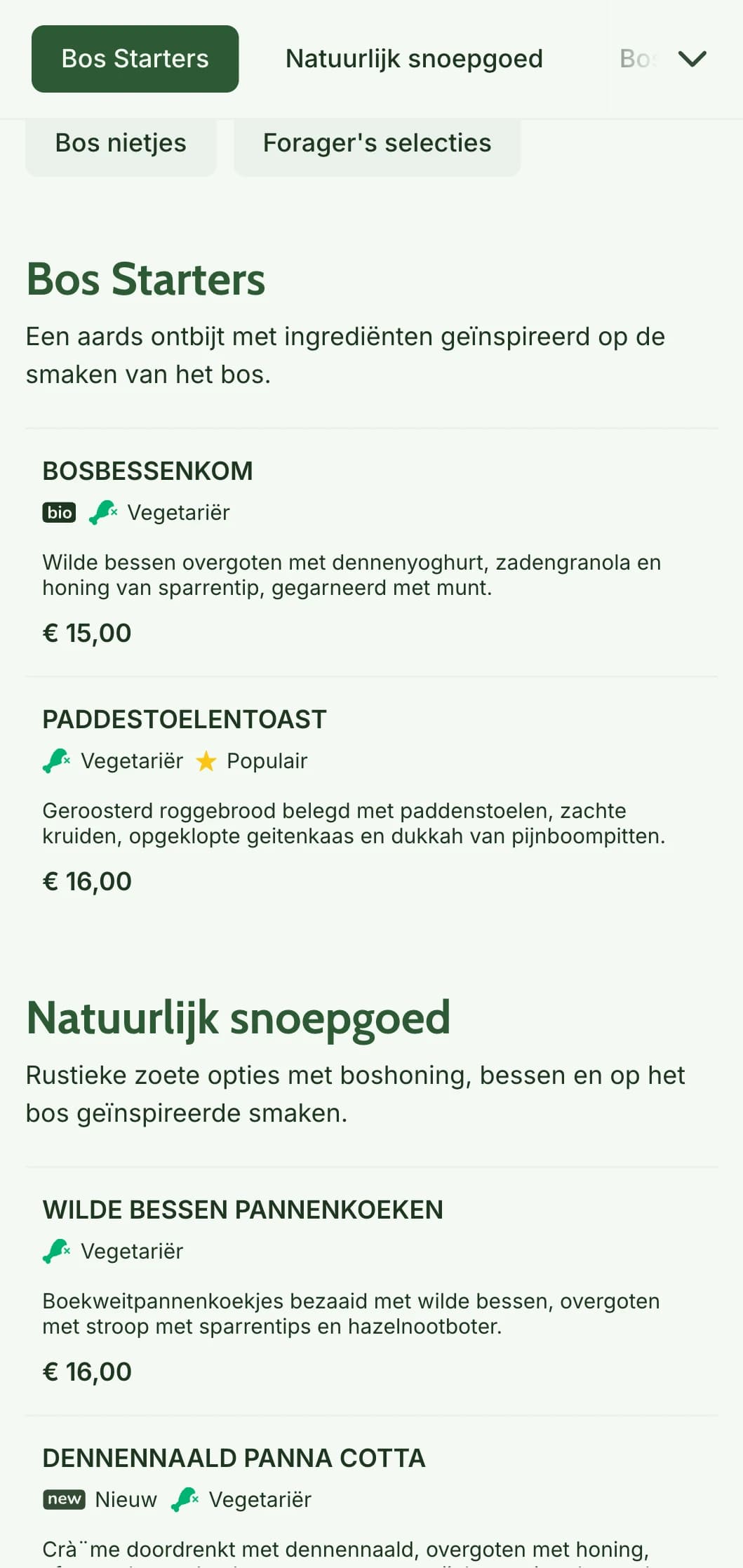 Aards ontbijt geïnspireerd door ingrediënten uit het bos en gepresenteerd in een rustieke, forager-vriendelijke stijl.
