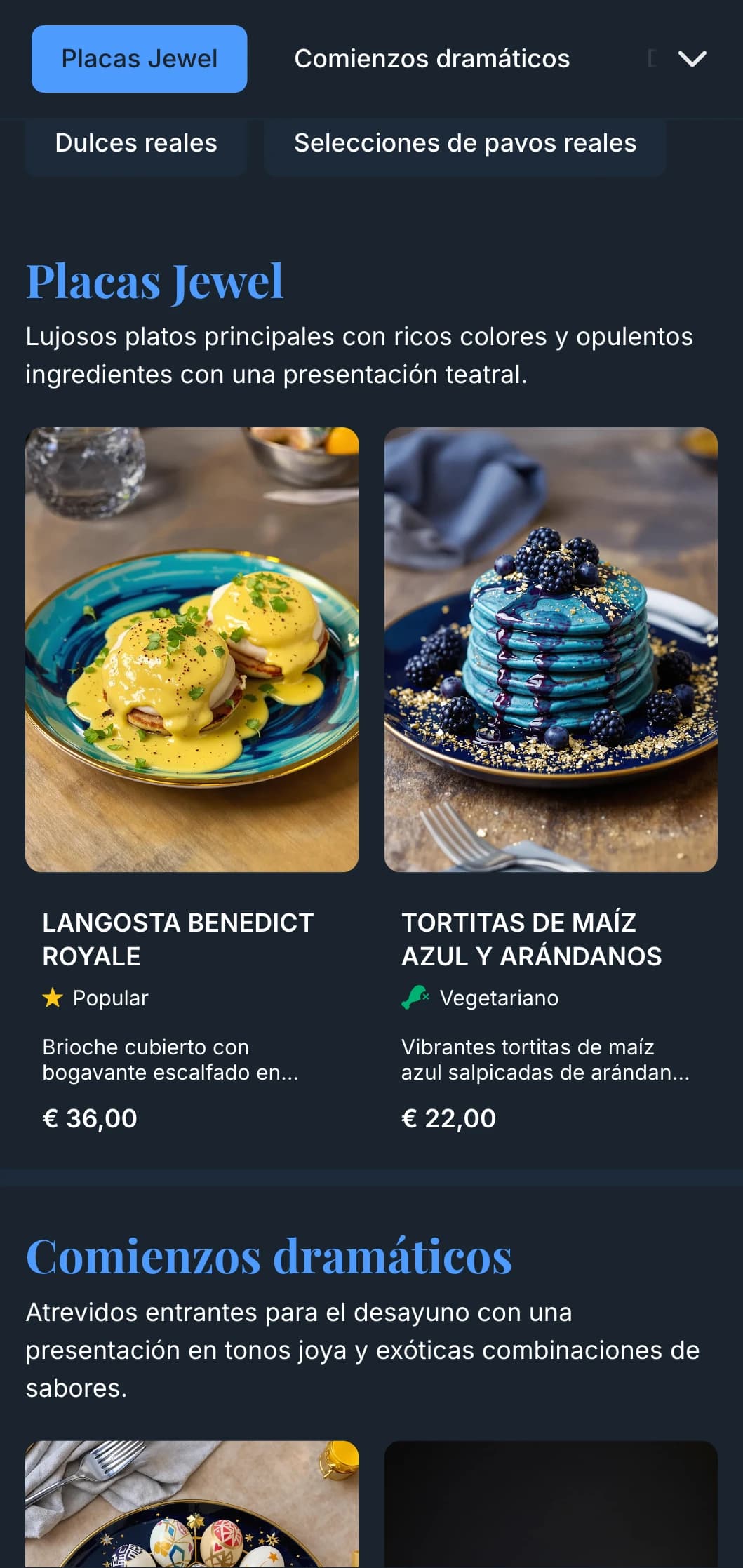 Plantilla de brunch rica en tonos joya con detalles elegantes, adecuada para cafés de lujo y brunches para ocasiones especiales.
