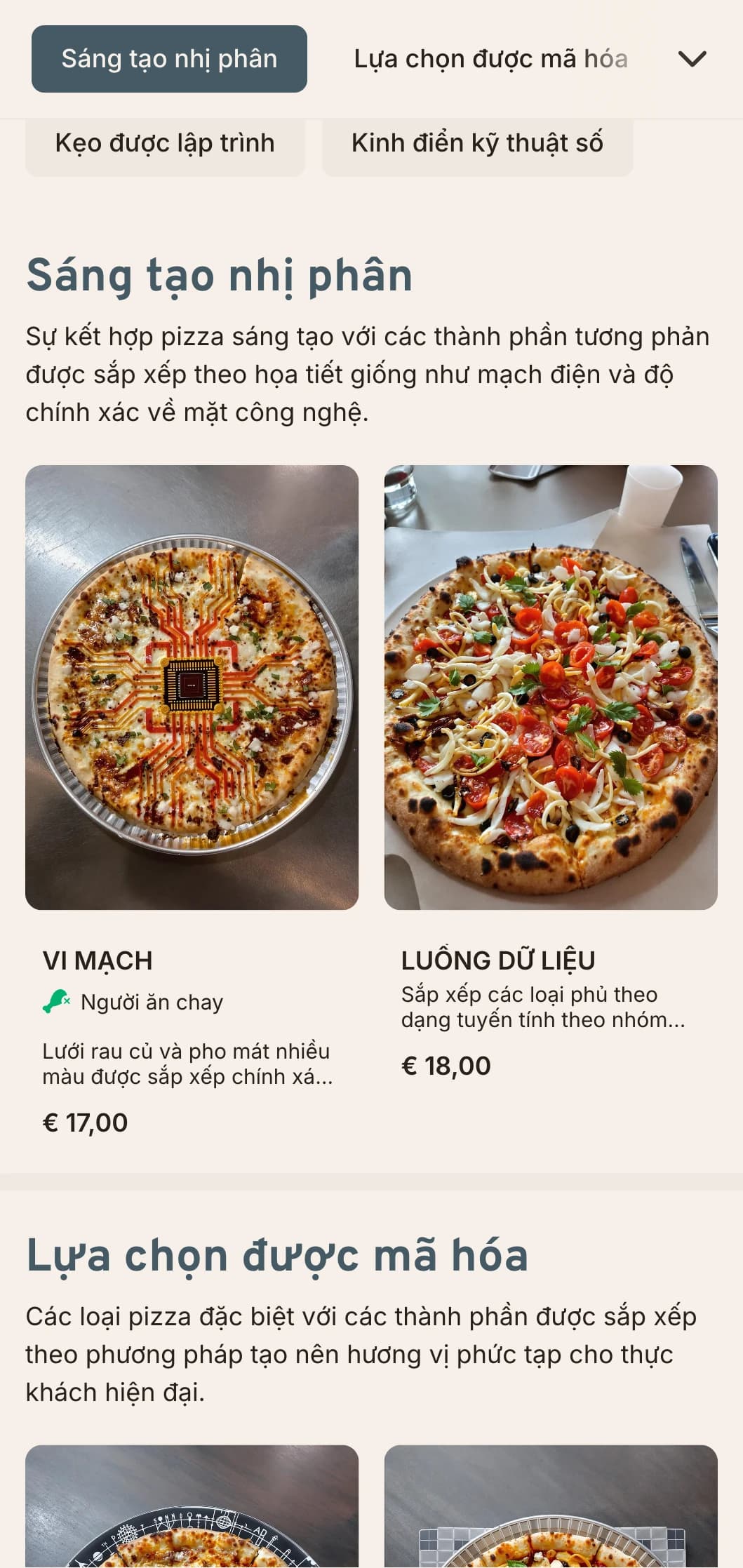 Thực đơn pizza lấy cảm hứng từ công nghệ với thiết kế bảng mạch điện tử dành cho các địa điểm hiện đại.