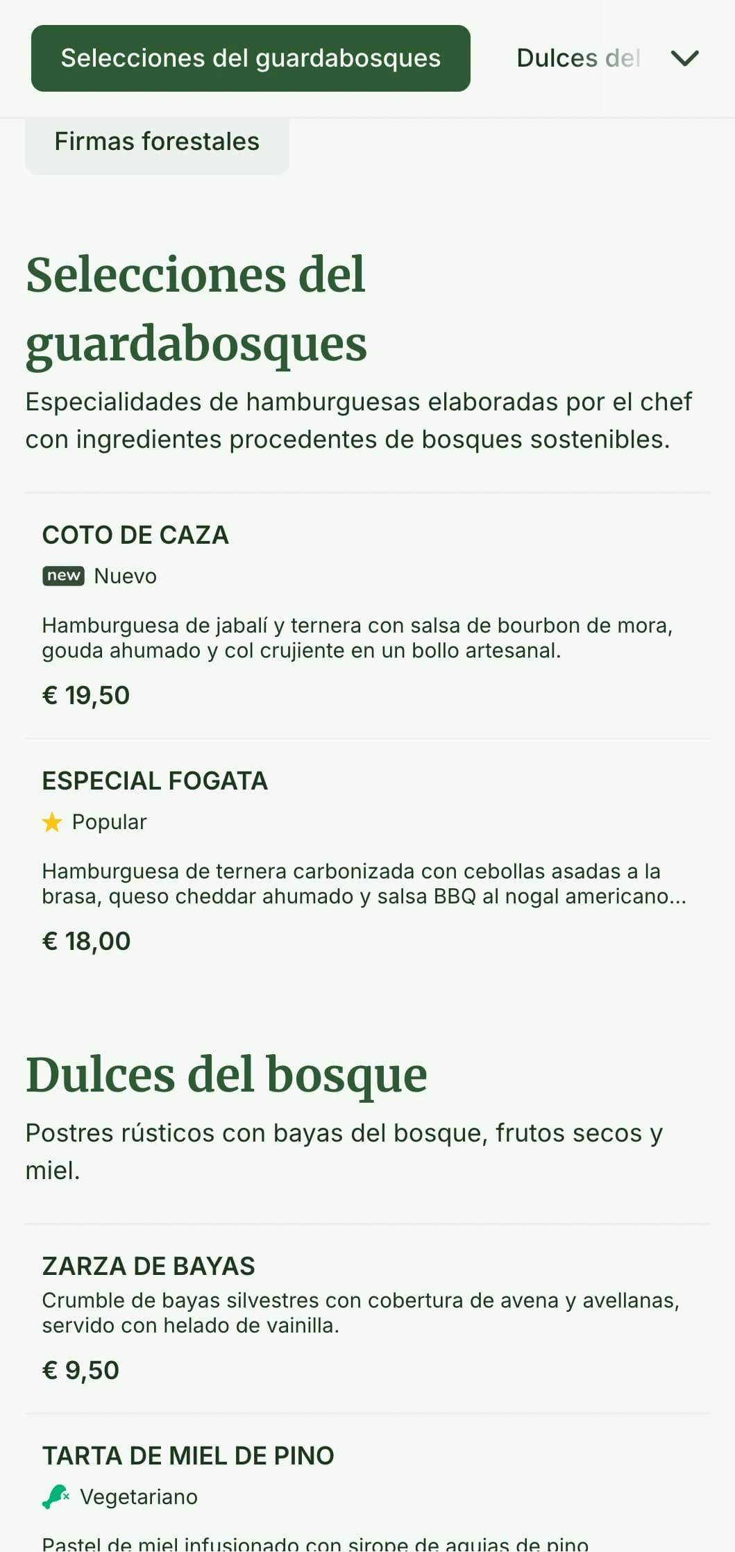 Hamburguesa inspirada en el bosque, con texturas de madera y una paleta de colores terrosos.