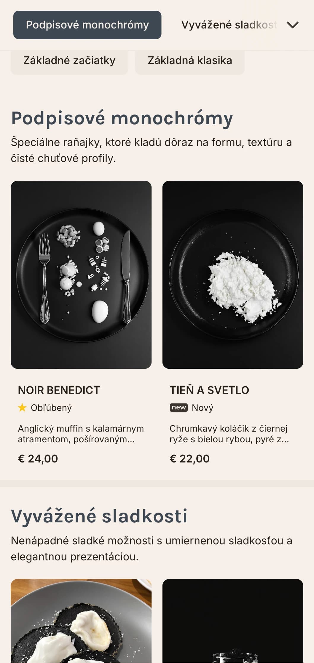 Elegantné a štýlové raňajky vo výraznej jednofarebnej palete pre dizajnovo zmýšľajúcich stravníkov.