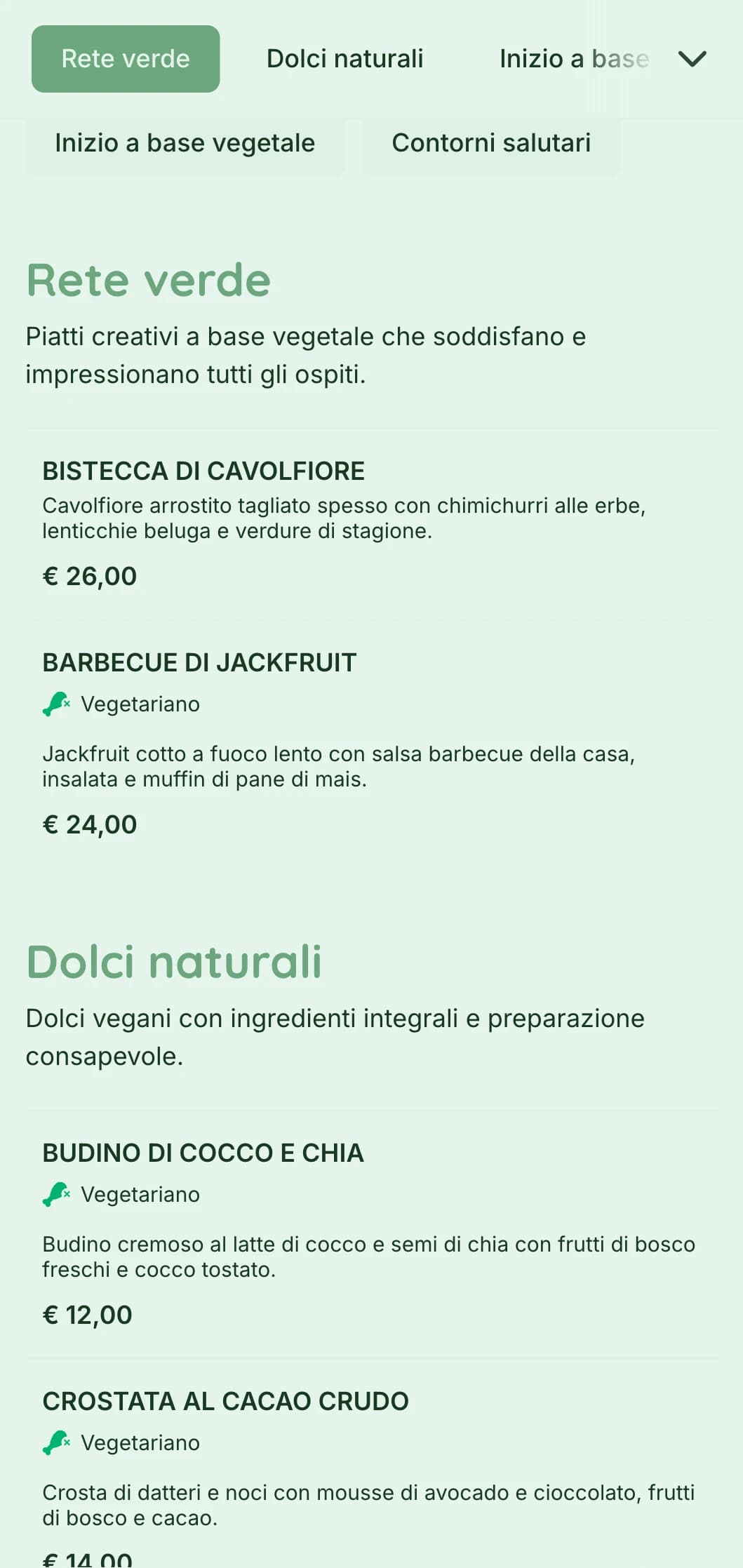 Un catering fresco a base vegetale che si concentra su presentazioni colorate, cucina vegana innovativa ed elementi sostenibili per eventi attenti alla salute.