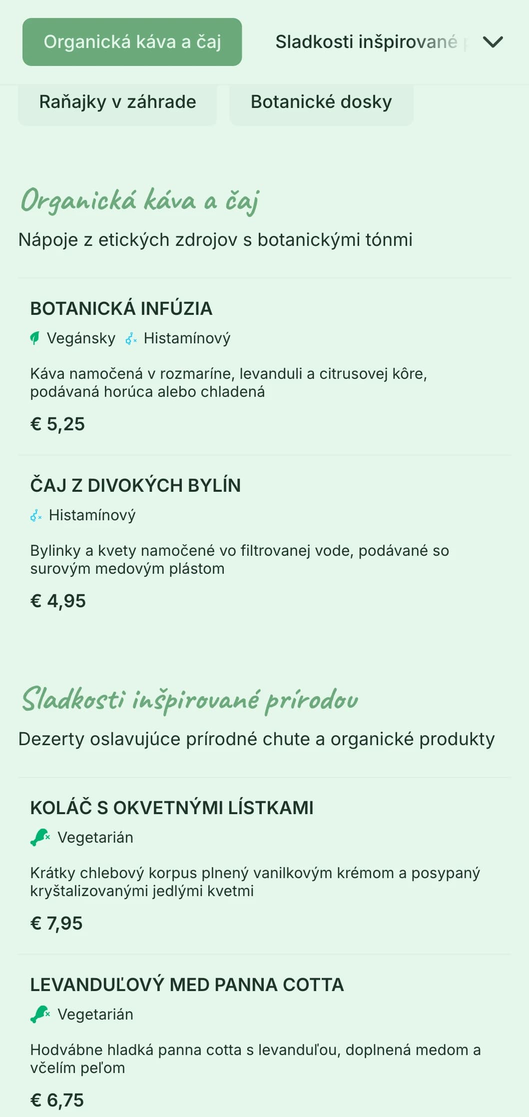Svieži dizajn so zelenou tematikou a botanickými prvkami pre záhradné kaviarne a ekologické miesta na brunch.