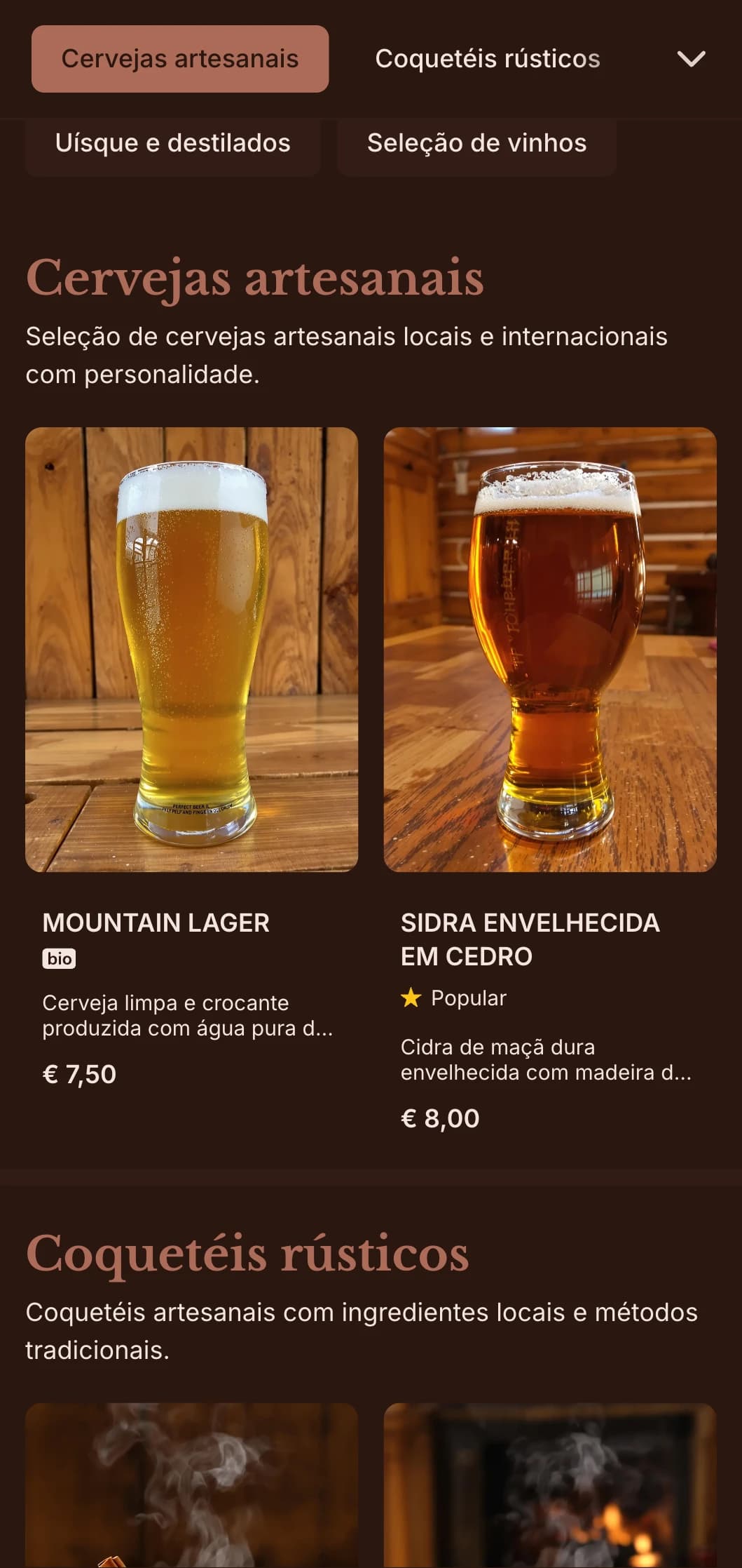Tons quentes de terra com tipografia clássica para bares de vinho aconchegantes.