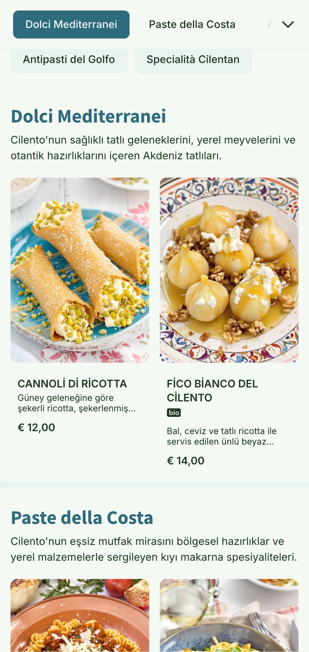 Campania'nın Cilento sahilinin korunmuş mutfak geleneklerini kutlayan Akdeniz esintili tasarım.