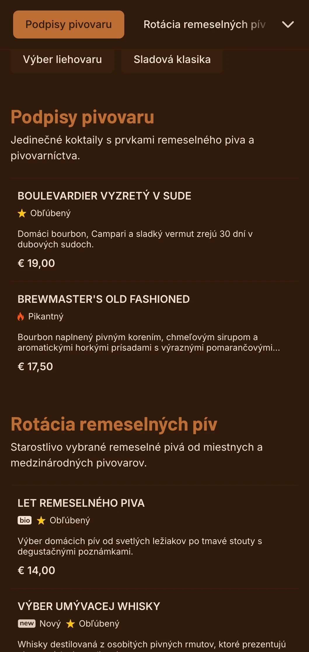 Teplý oranžový dizajn s pivovarníckymi prvkami pre remeselné pivárne a koktailové podniky.