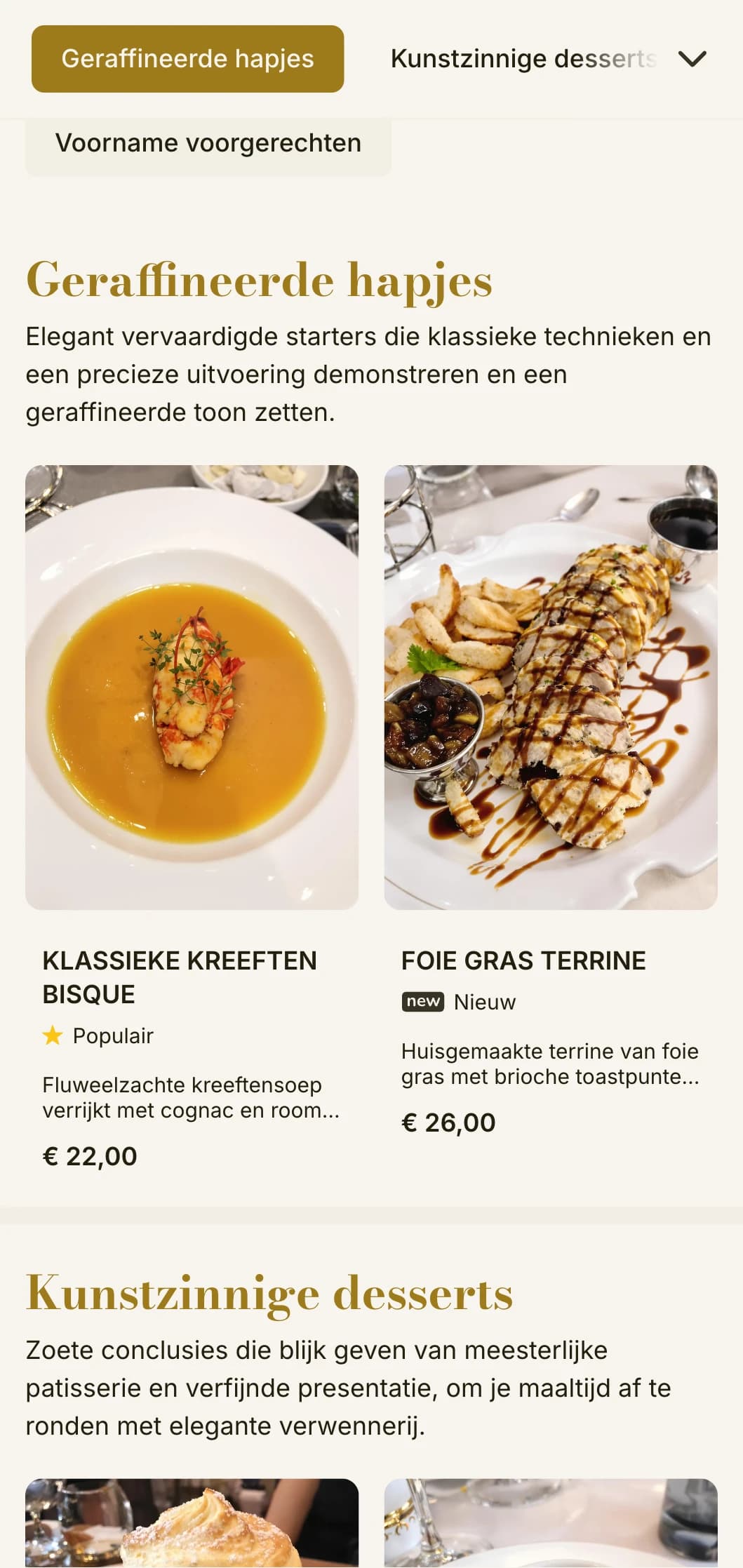 Verfijnd, geraffineerd lunchmenu-ontwerp met verfijnde typografie en klassieke verhoudingen, geschikt voor chique restaurants en eetgelegenheden met lunchservice.