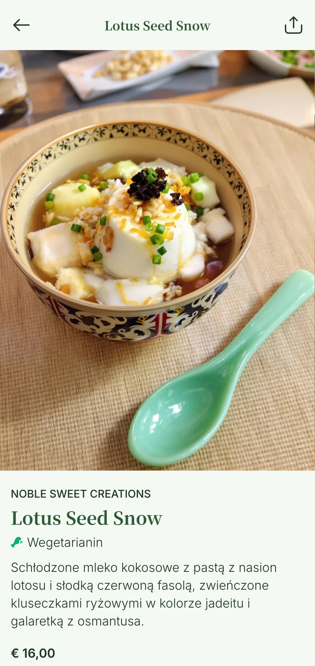 Eleganckie menu sushi inspirowane kuchnią azjatycką z jadeitowymi akcentami i tradycyjnymi chińsko-japońskimi elementami fusion.