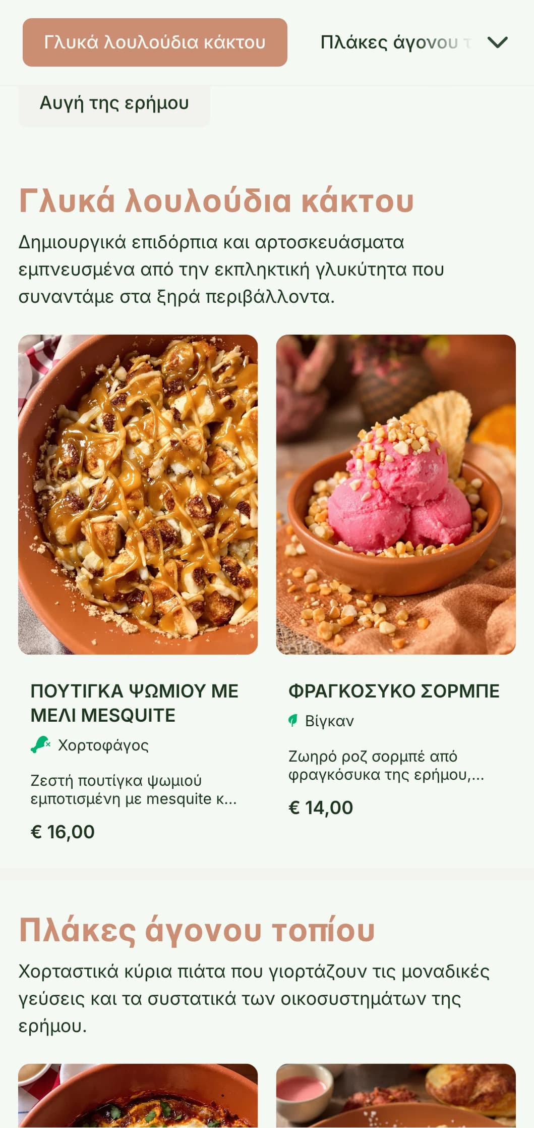 Ζεστό, γήινο πρότυπο brunch με τόνους τερακότας, ιδανικό για καφετέριες με νοτιοδυτική έμπνευση και ξηρά περιβάλλοντα.