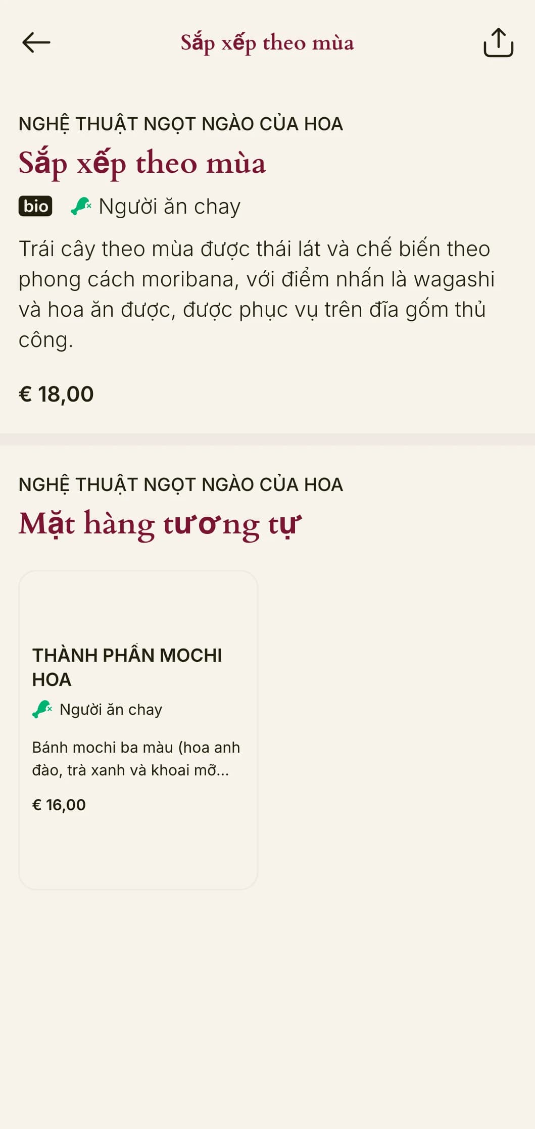 Thực đơn sushi nghệ thuật lấy cảm hứng từ nghệ thuật cắm hoa của Nhật Bản, với bố cục thanh lịch và tính thẩm mỹ tinh tế.