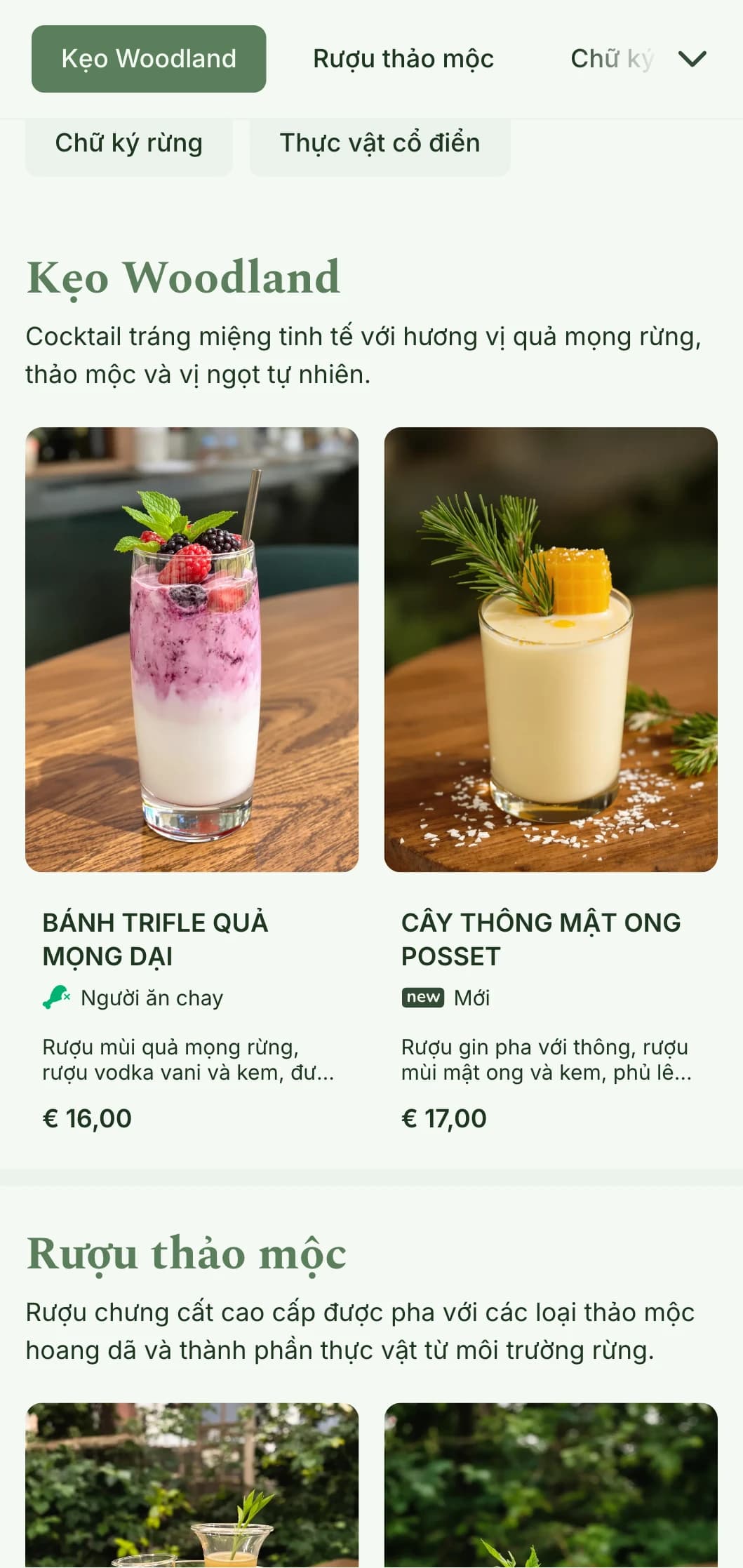 Thiết kế lấy cảm hứng từ rừng dành cho các quán bar chuyên phục vụ các nguyên liệu lấy từ rừng và cocktail thảo mộc.
