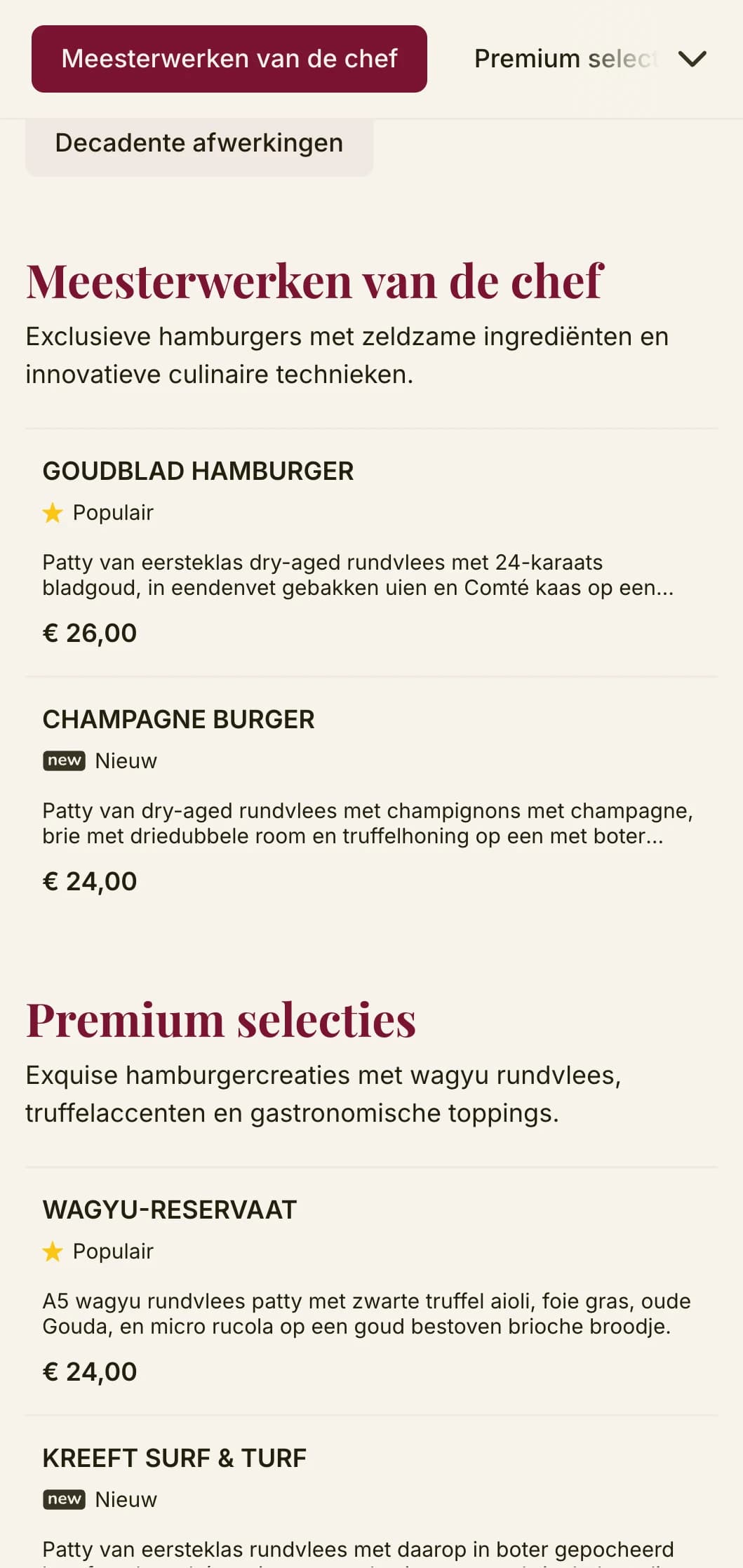 Verhoogd hamburger eten met eersteklas typografie en een rijk kleurenpalet voor een luxe hamburgerervaring.