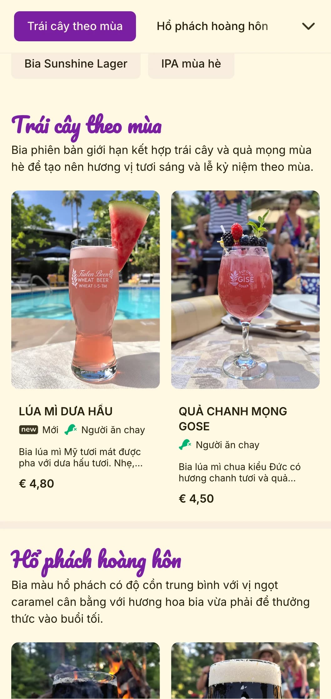 Thiết kế tươi sáng và tràn ngập ánh nắng với tông màu vàng và điểm nhấn ấm áp, hoàn hảo cho các quán bia ngoài trời mùa hè và các loại bia theo mùa.