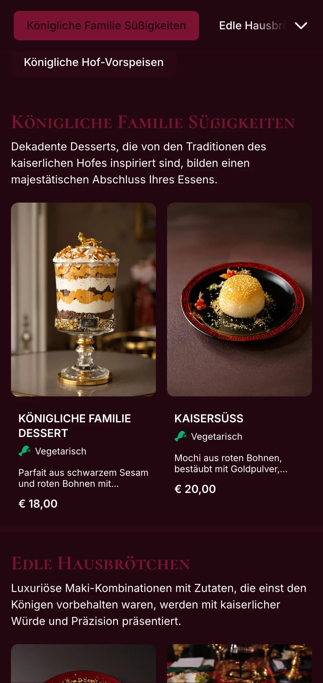 Luxuriöses traditionelles Sushi-Menü mit kaiserlichen roten und goldenen Akzenten für erstklassige Esserlebnisse.